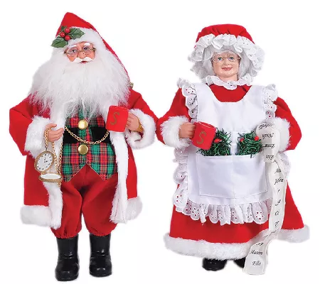 15" Set of 2 Mr. and Mrs. Claus by Santa's Workshop