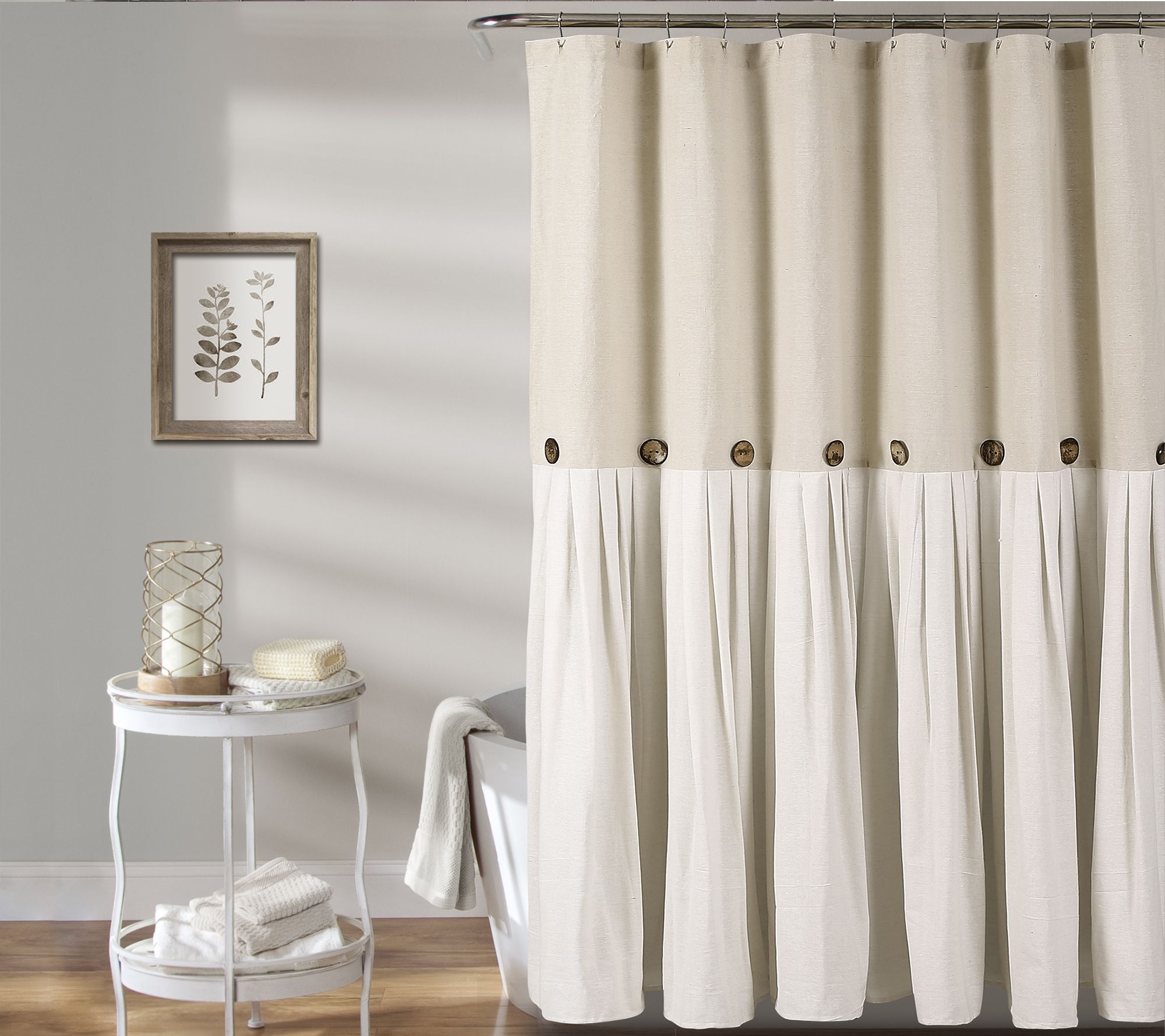 Linen Button Shower Curtain by Lush Decor