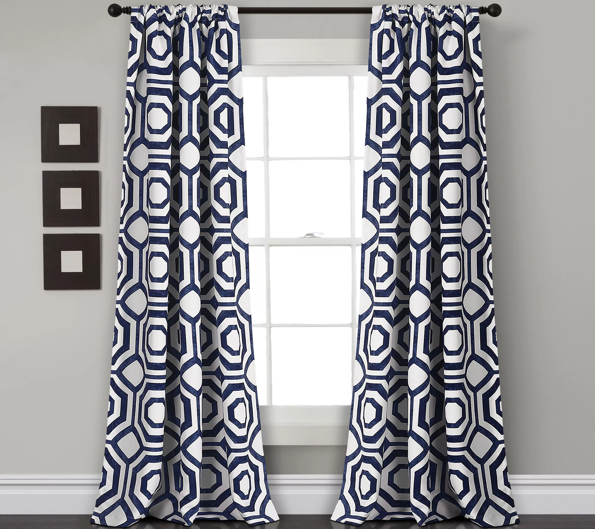 Octagon Blocks Set of 2 Room-Darkening Curtainsby Lush Decor