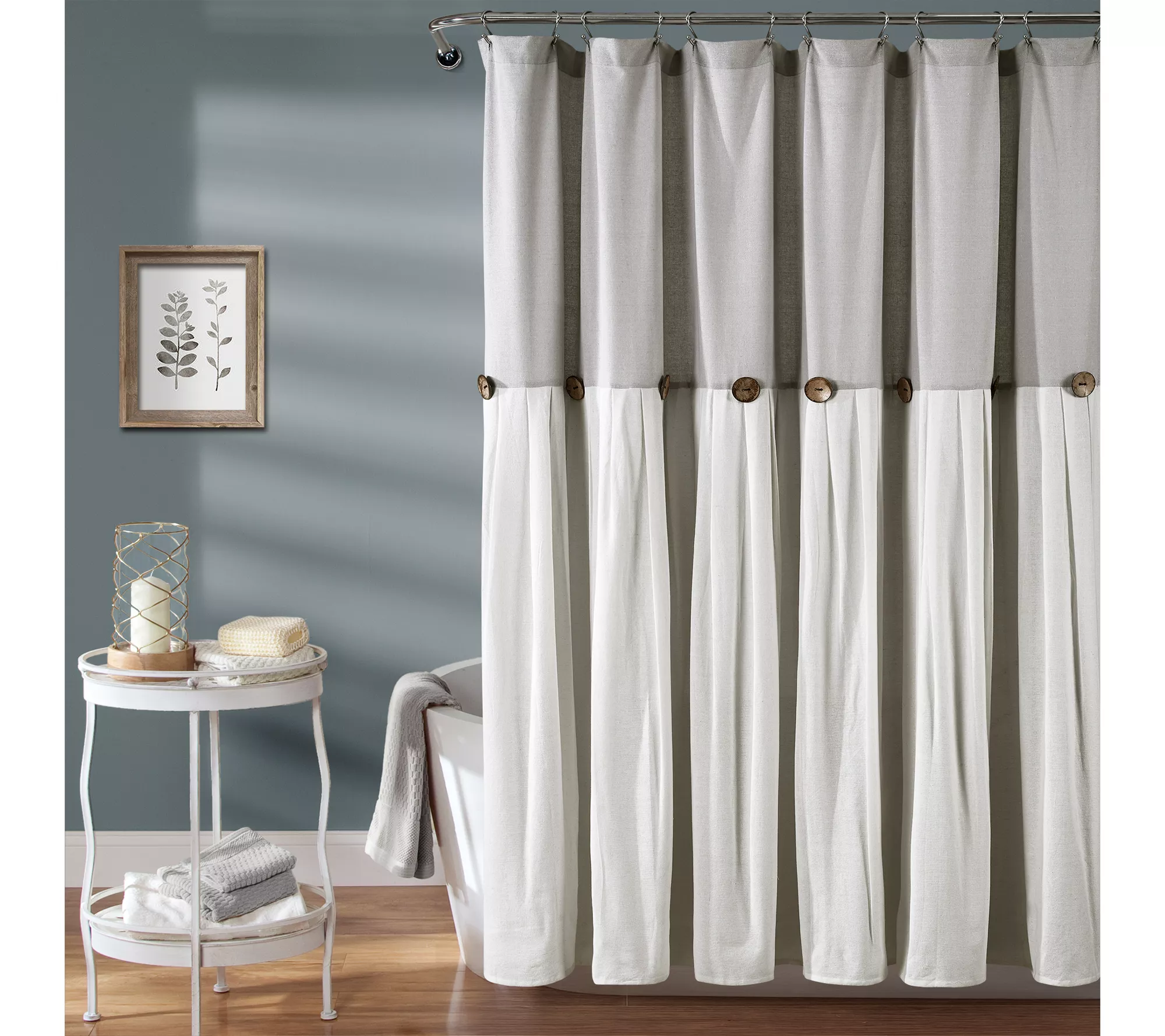 Linen Button 72" x 72" Shower Curtain by Lush Decor