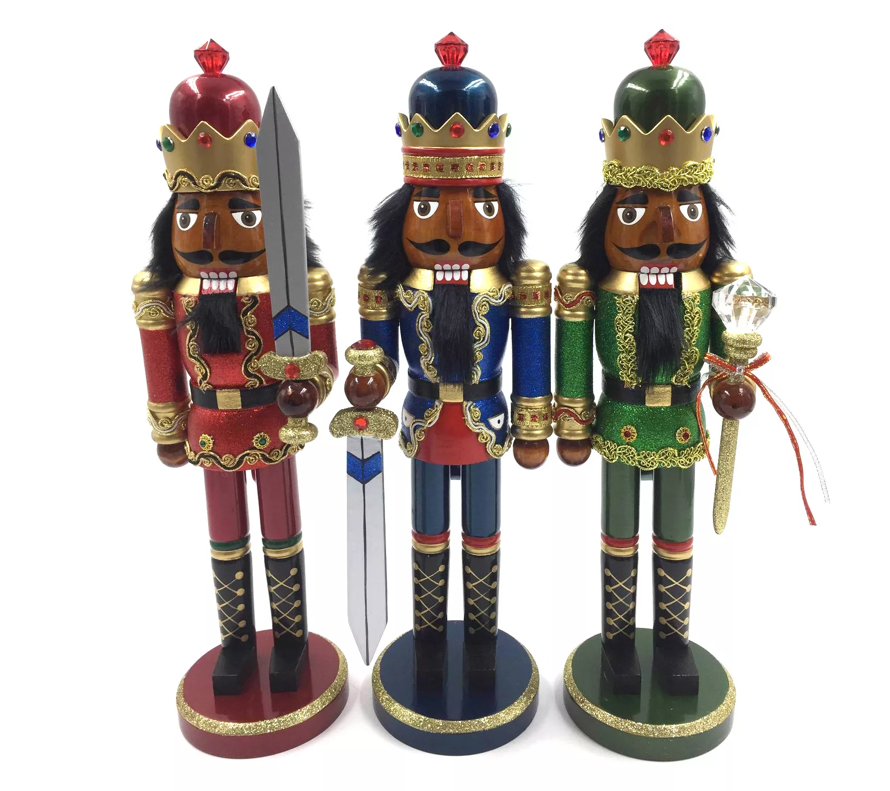 15" S/3 Bejeweled King Nutcracker By Santa's Workshop