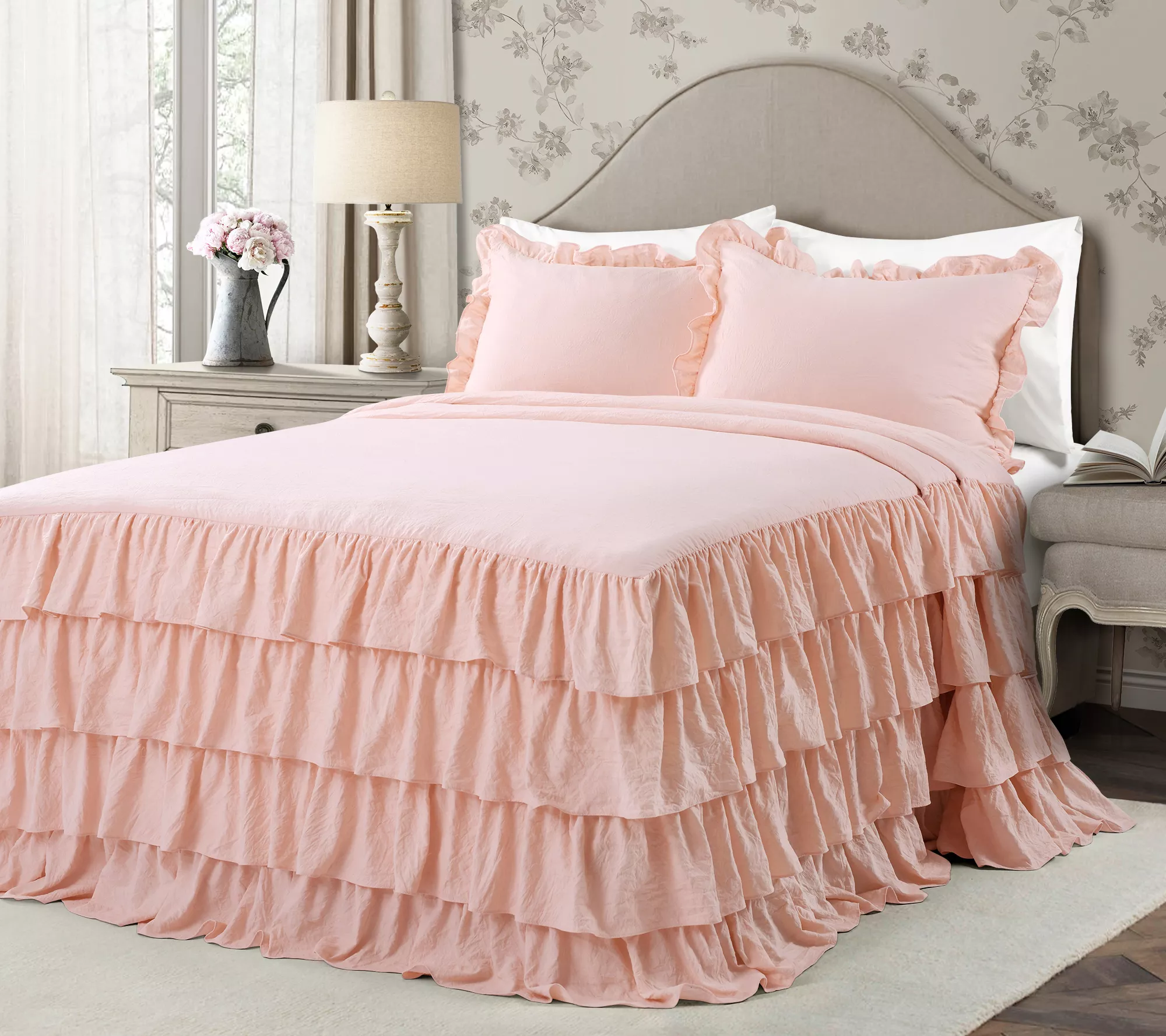 Allison Ruffle Skirt 3-Piece Full Bedspread byush Decor