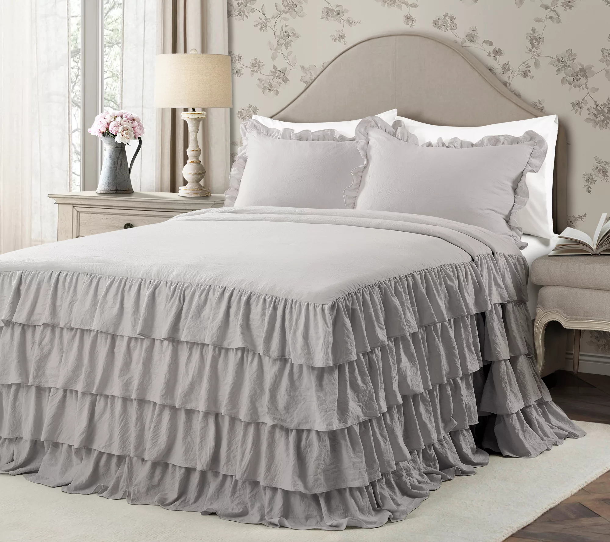 Allison Ruffle Skirt 3-Piece King Bedspread byush Decor