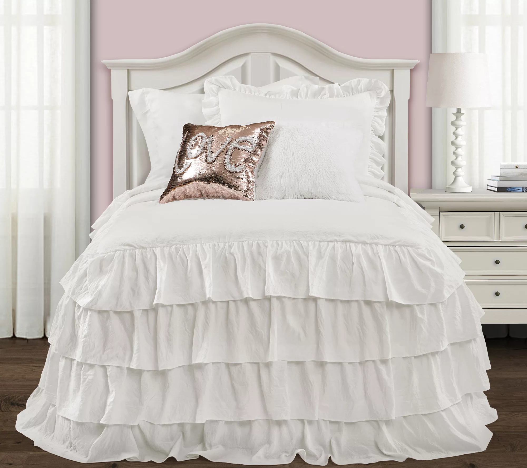 Allison Ruffle Skirt 2-Piece Twin XL Bedspread by Lush Decor