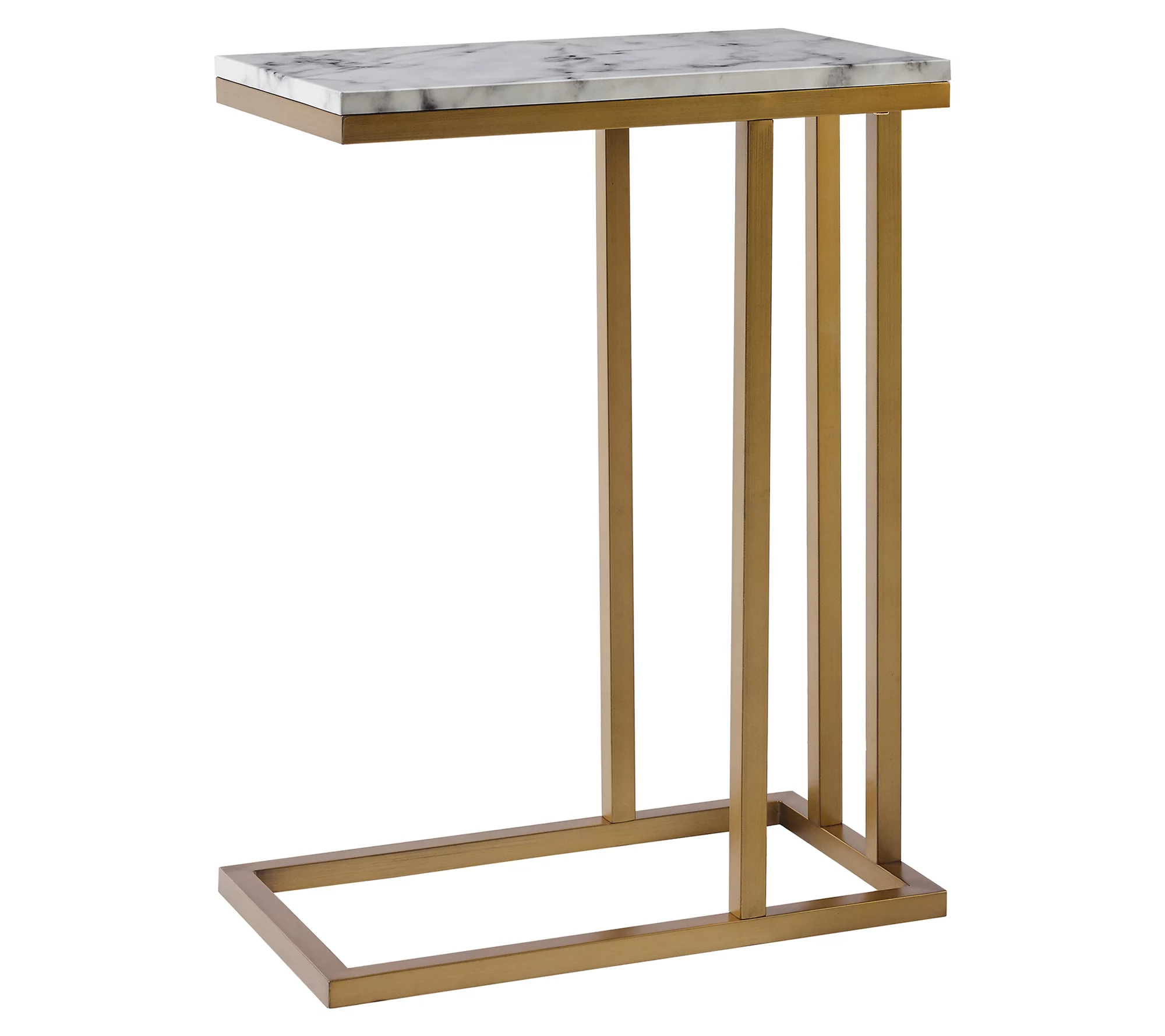 Teamson Home Marmo C Shape Table - Faux Marble/Brass