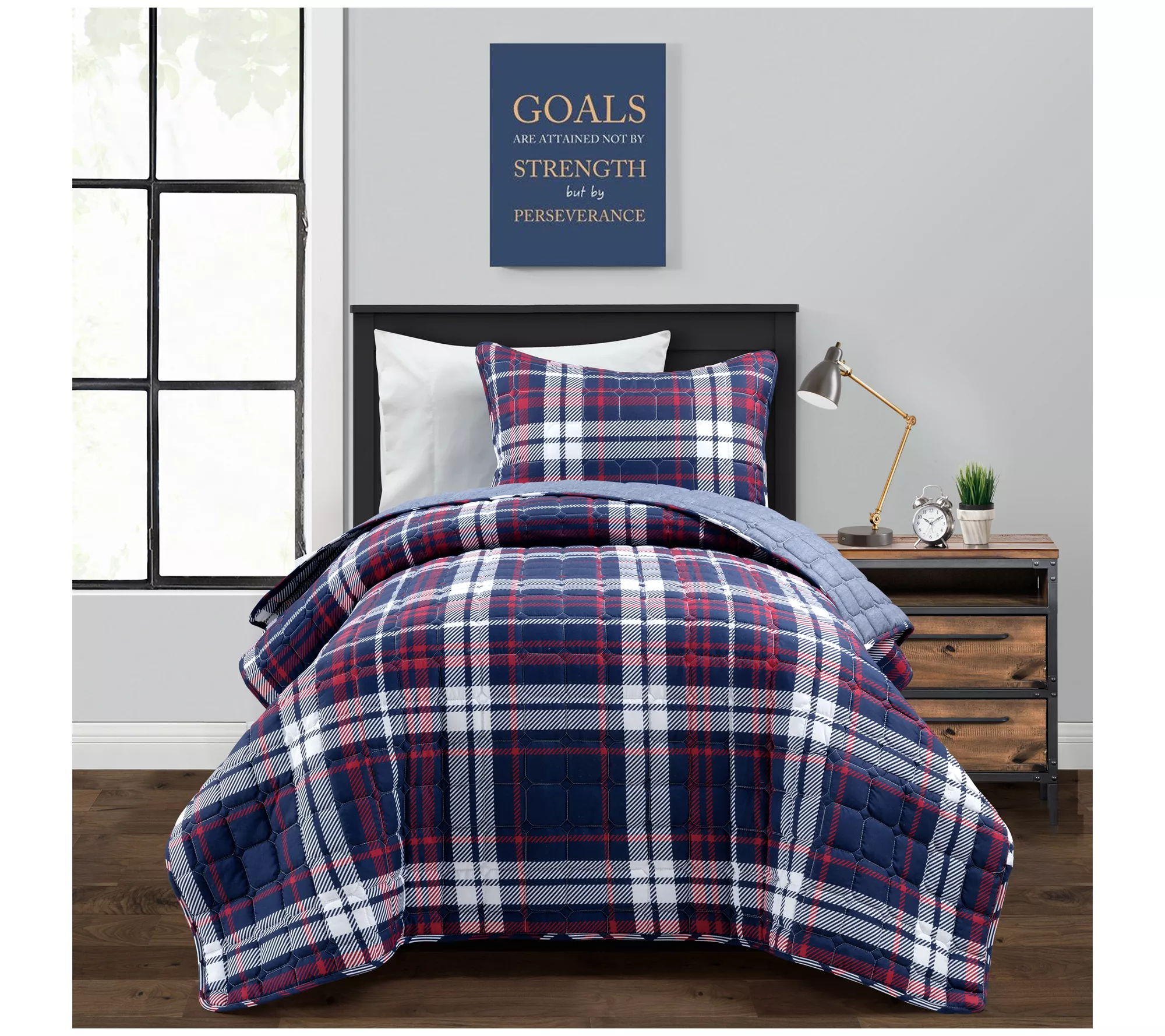 Grayson Farmhouse Plaid Rev Quilt 2Pc Twin-XL by Lush Decor