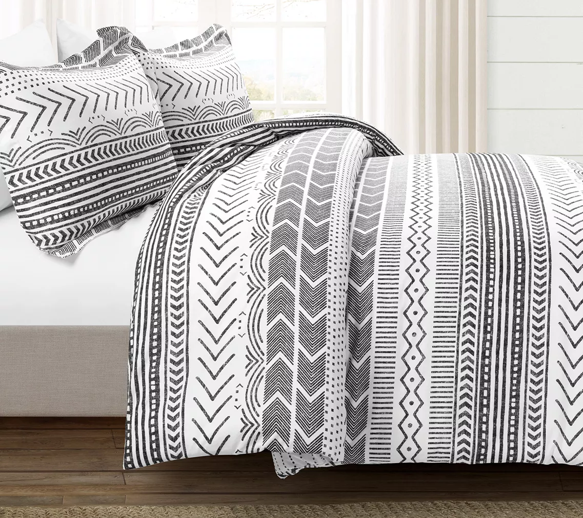 Hygge Geo Rev. Cotton Duvet Set F/Q by Lush Decor