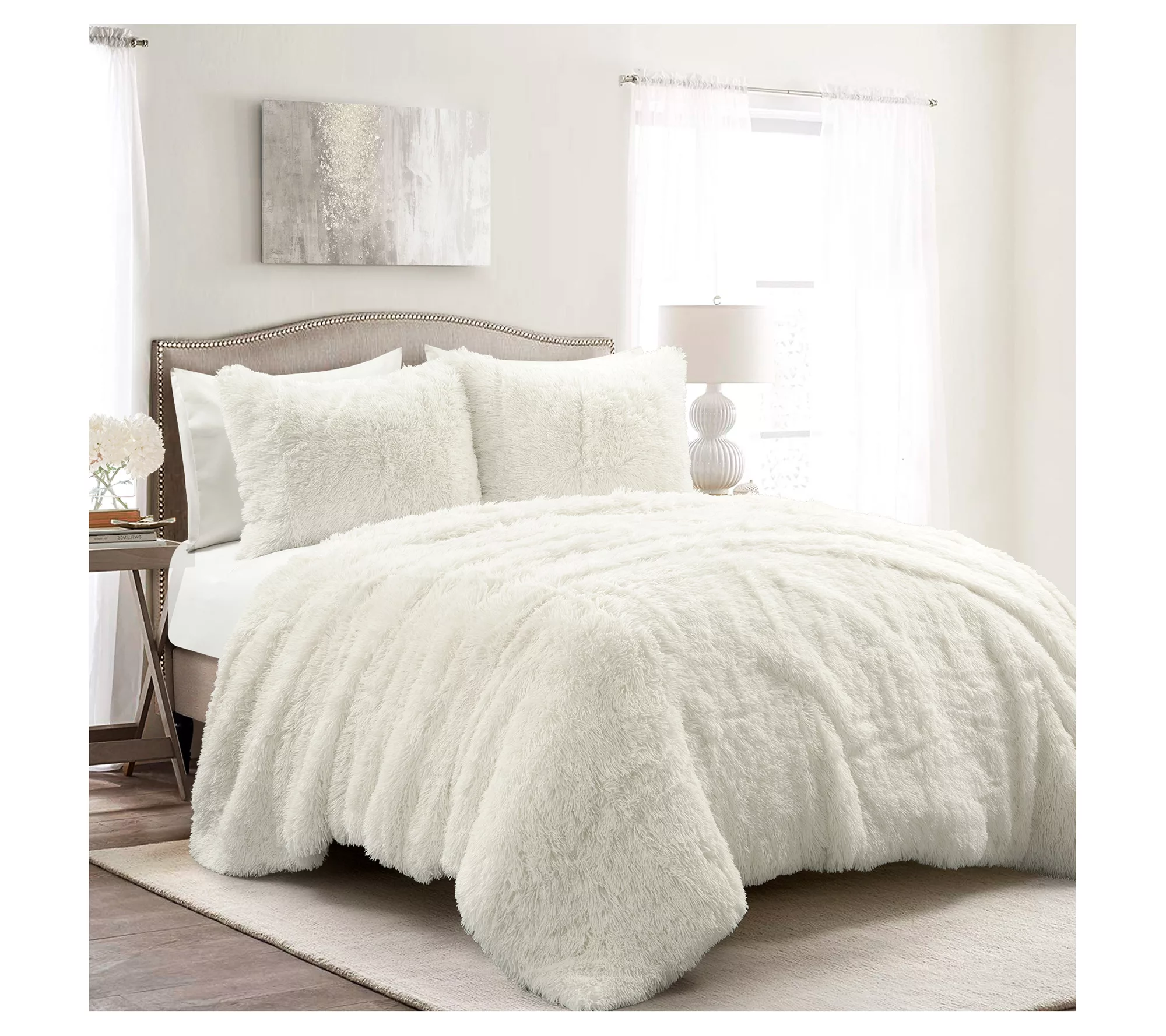 Emma Faux Fur Oversized Comforter Set Full/Queen by Lush Decor