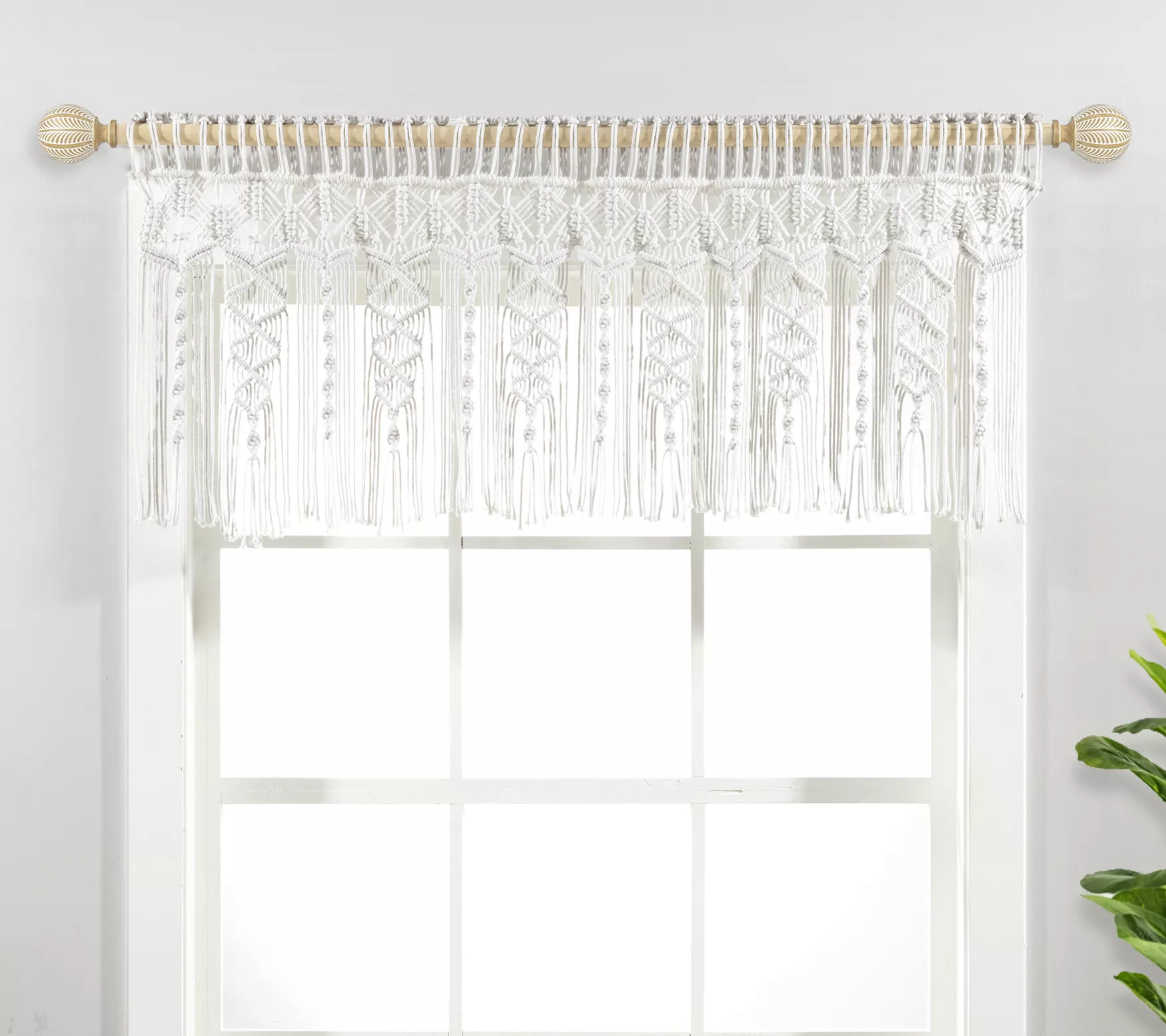 Boho Macrame Textured Cotton Valance by Lush Decor