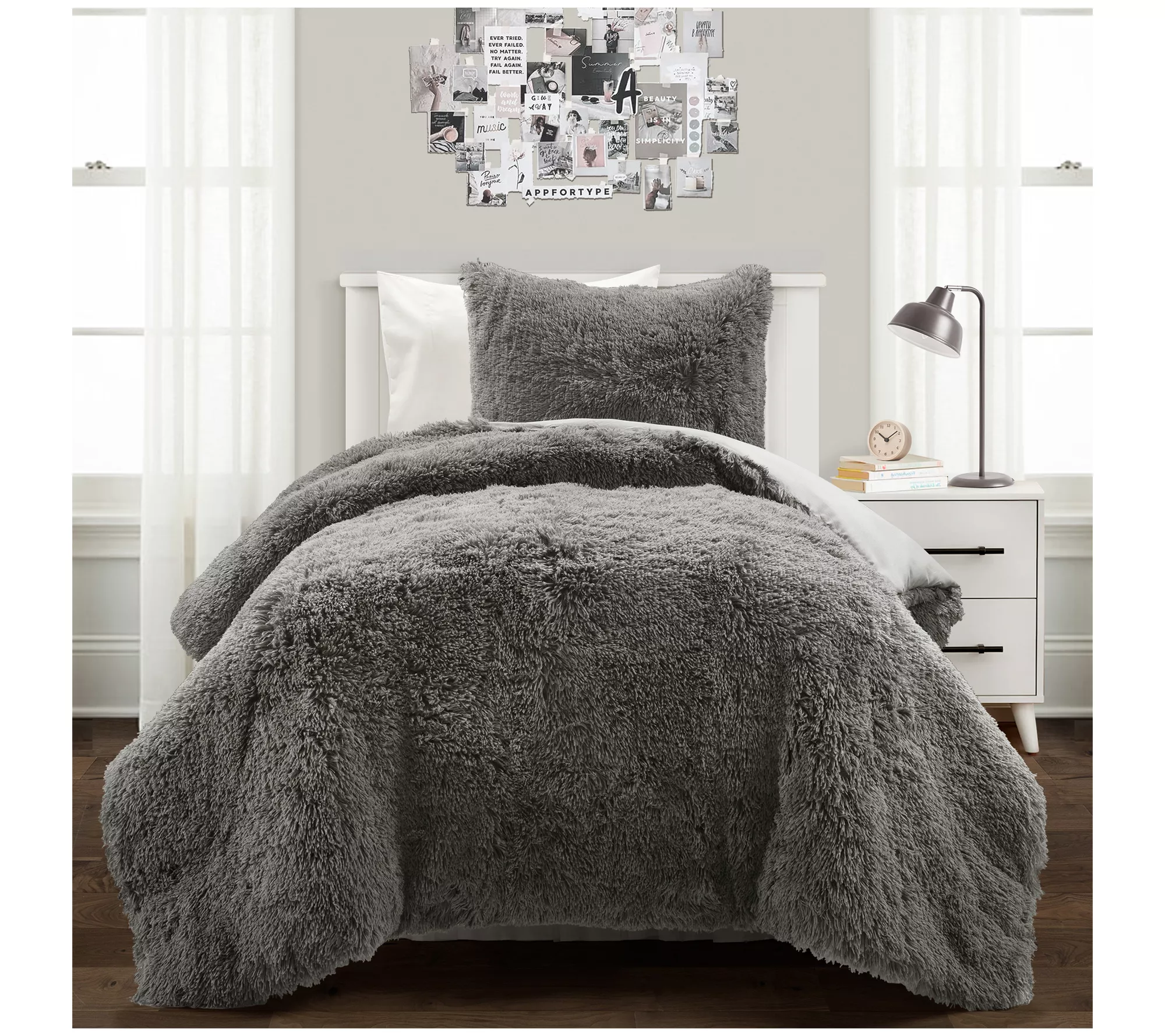 Emma Faux Fur Oversized 2-pc Twin XL by Lush Decor