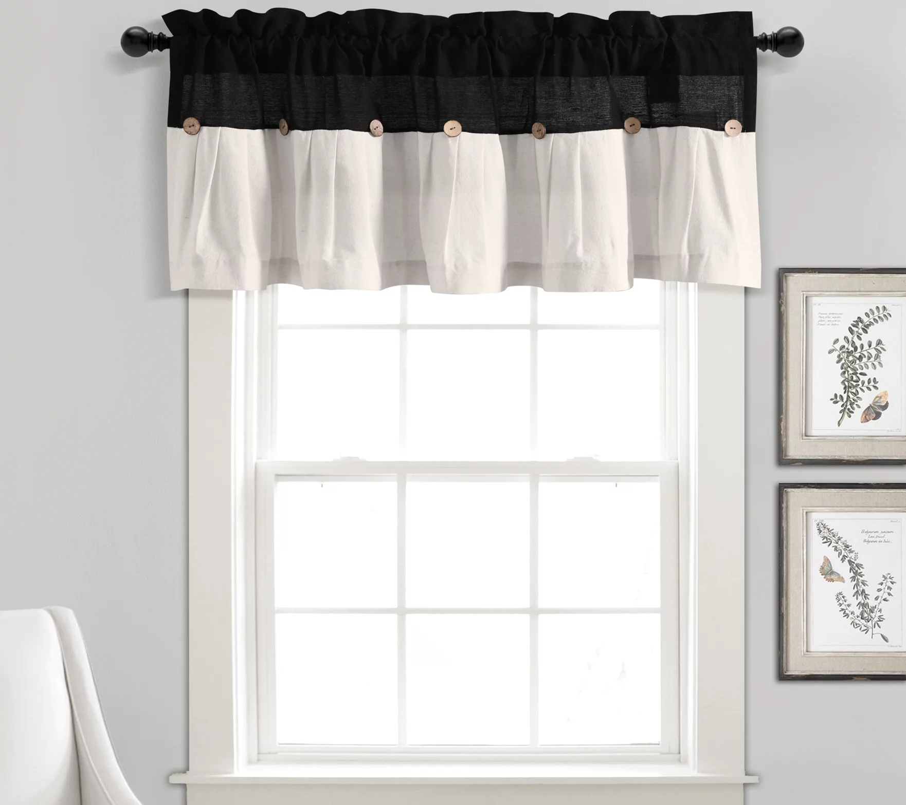 Linen Button Valance 52" x 18" + 2" by Lush Decor