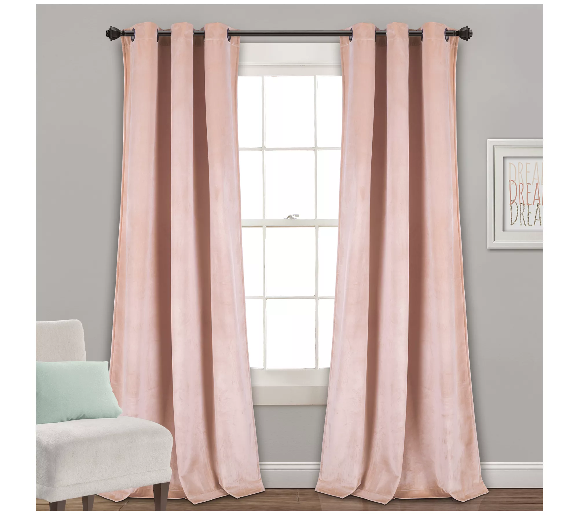 Prima Velvet Solid 38" x 84" Window Curtains byLush Decor