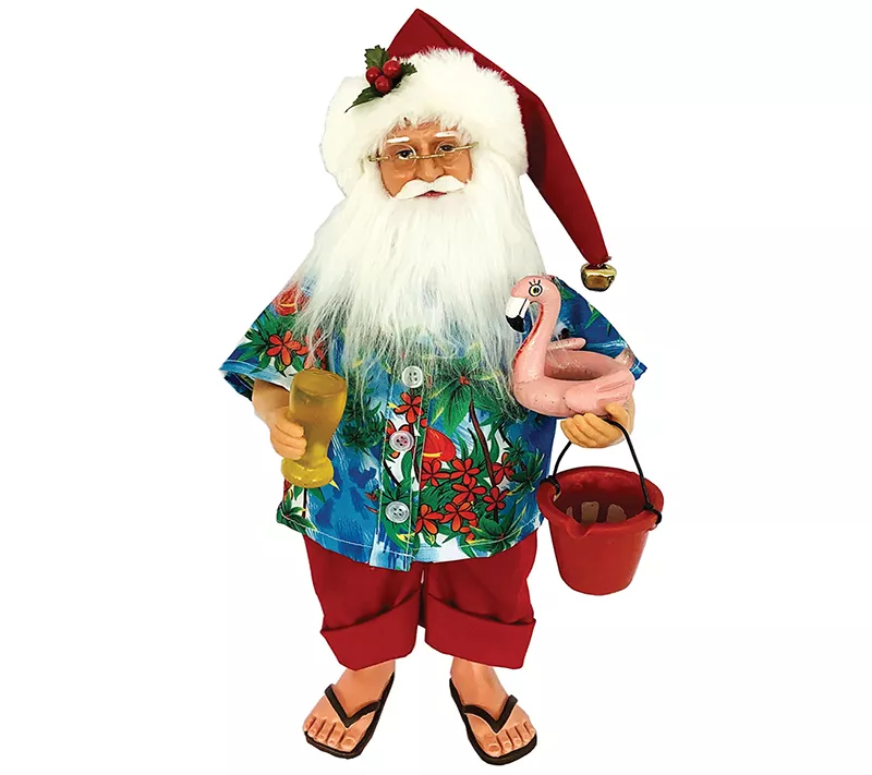 15" Santa with Flamingo Floaty by Santa's Workshop