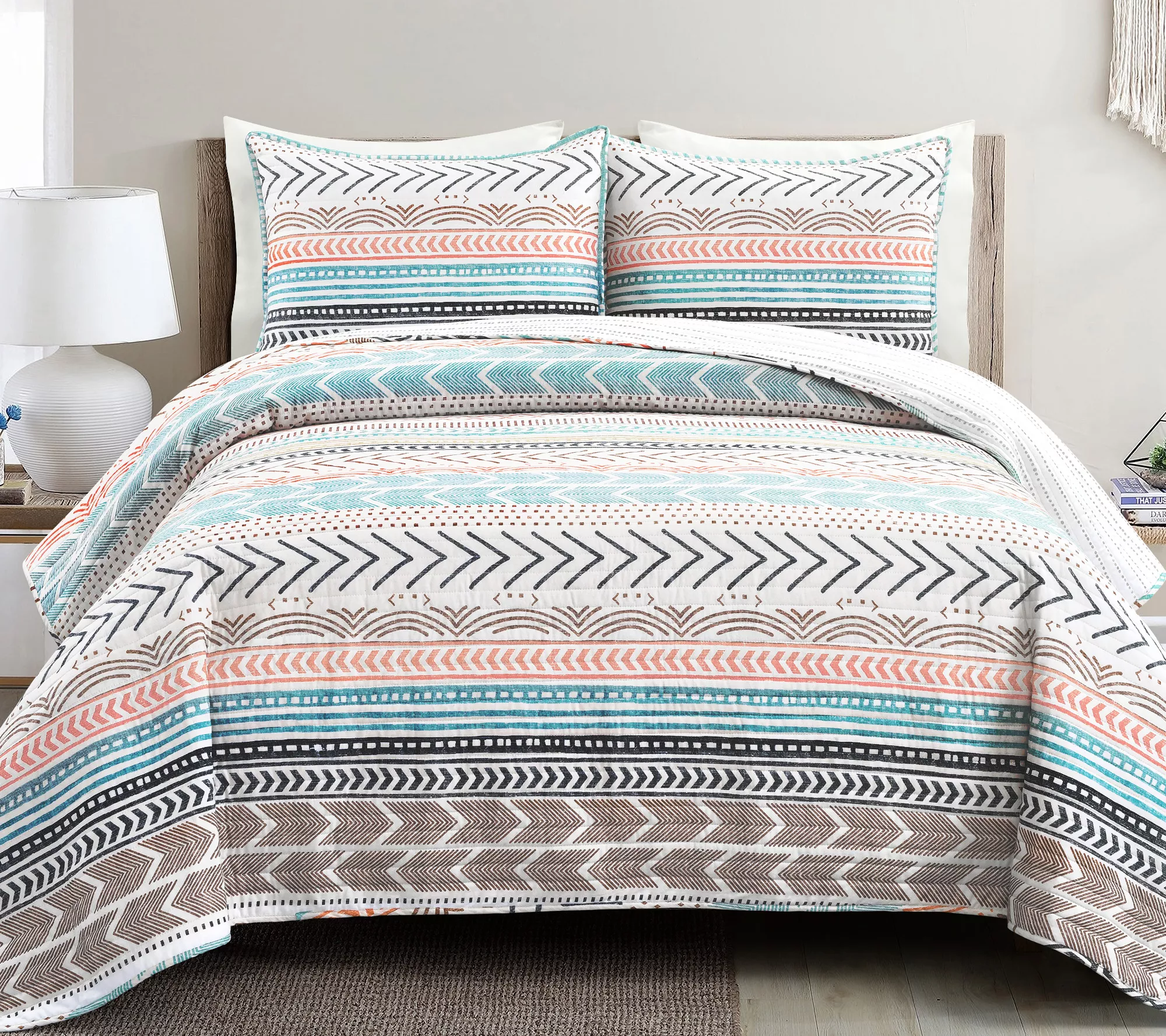 Hygge Geo 3pc King Quilt Set by Lush Decor