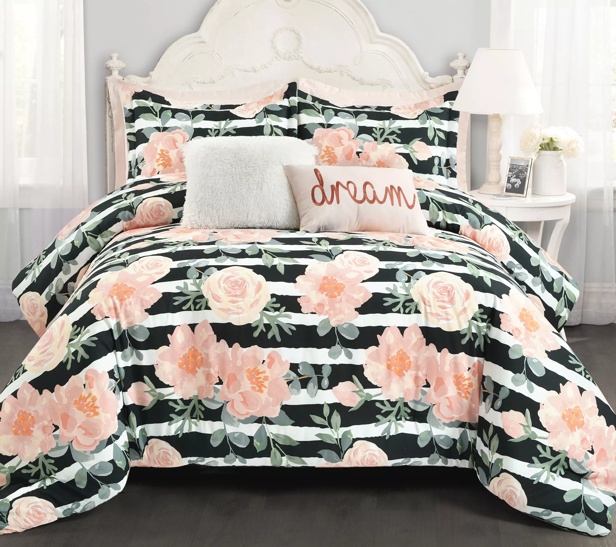 Amara Watercolor Rose King Comforter Set by Lush Decor