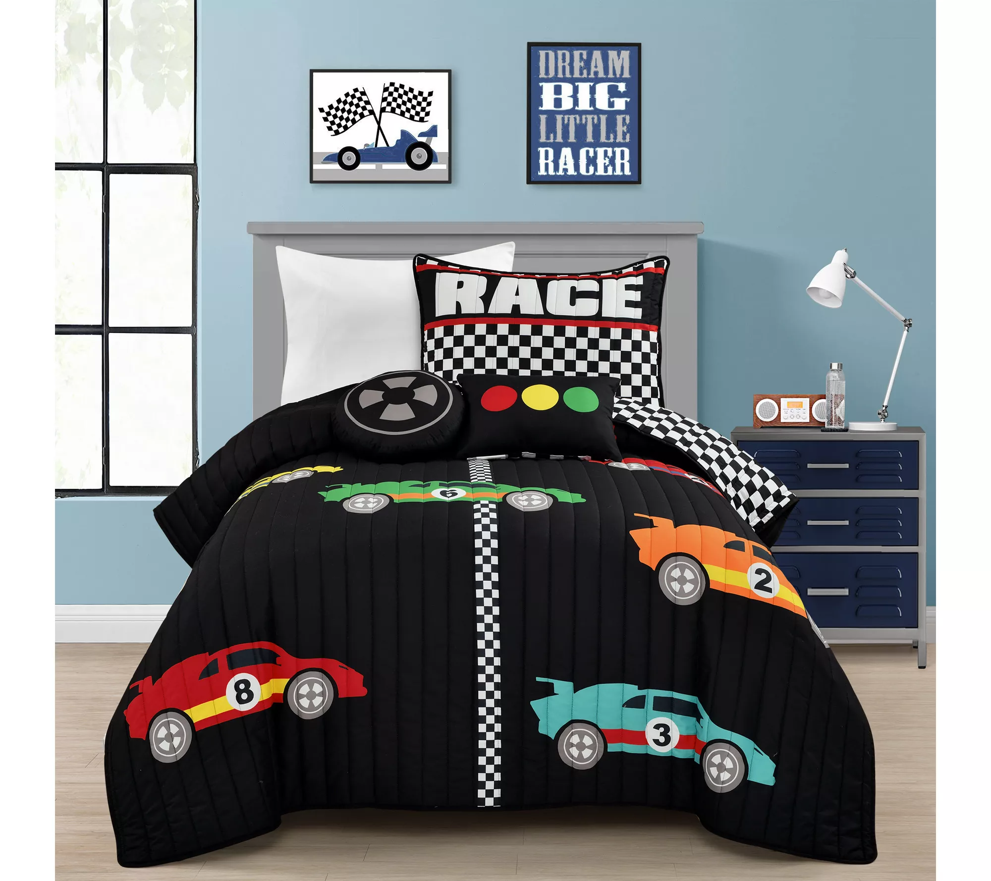 Racing Cars 4Pc Twin Quilt Set by Lush Decor