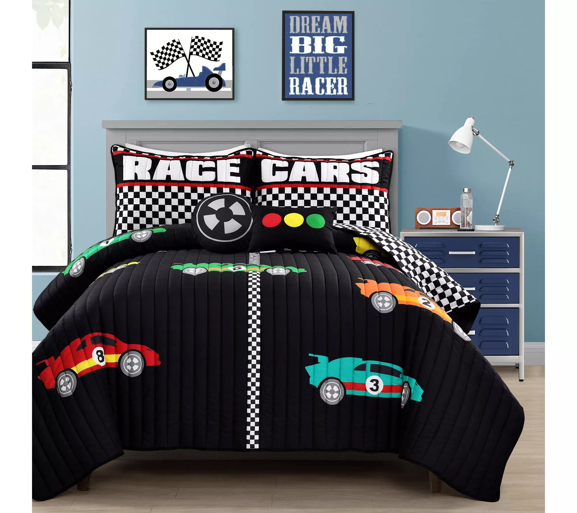 Racing Cars 5Pc Full/Queen Quilt Set by Lush Decor