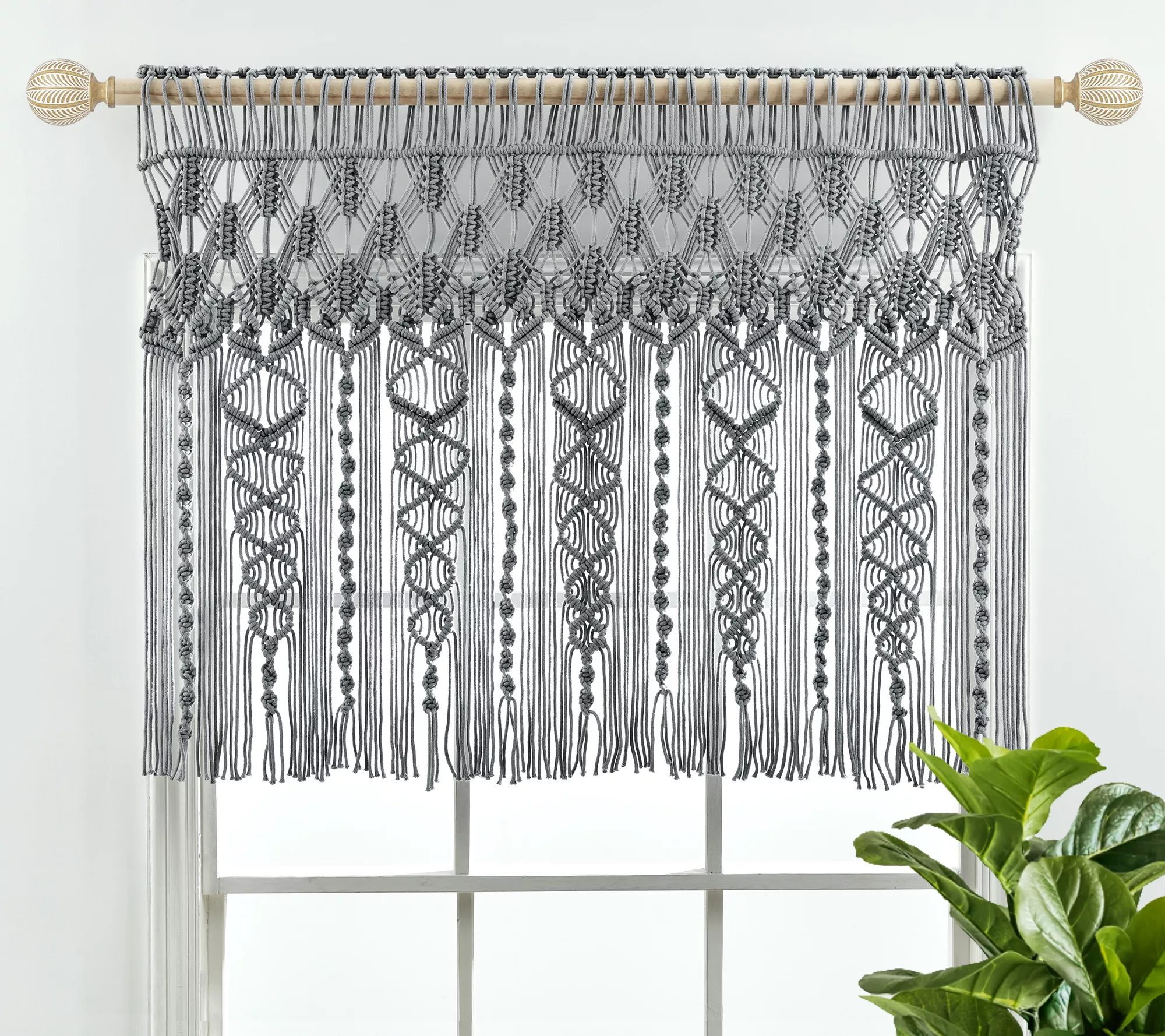 Boho Macrame Textured Cotton Valance/Wall Decorby Lush Decor