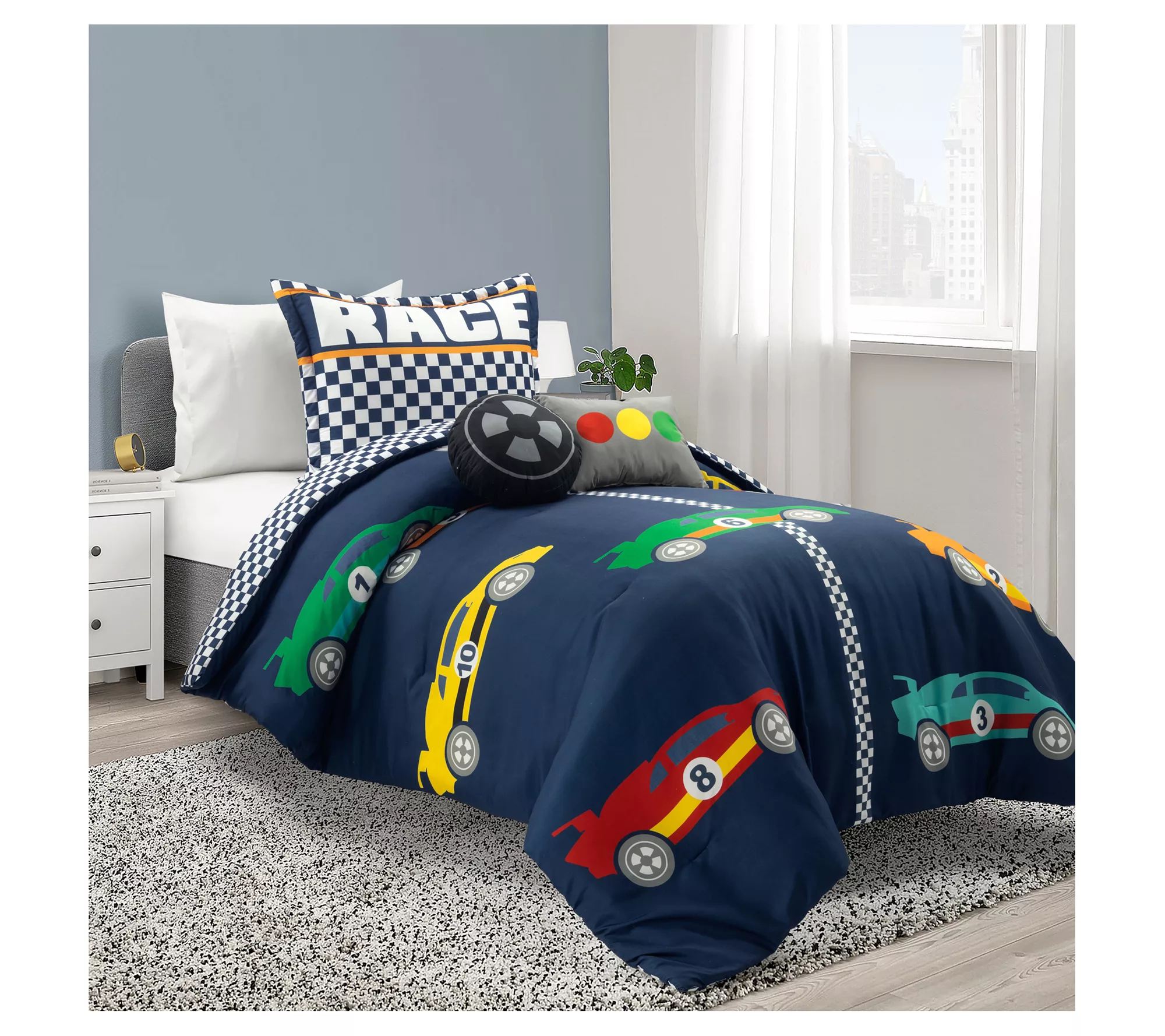 Racing Cars Oversized Comforter 4-pc Twin by Lush Decor