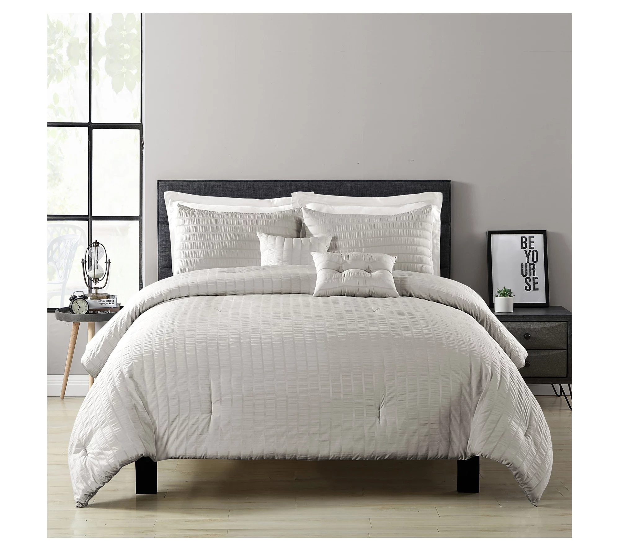 Lush Decor Farmhouse Seersucker Comforter 5-pcKing