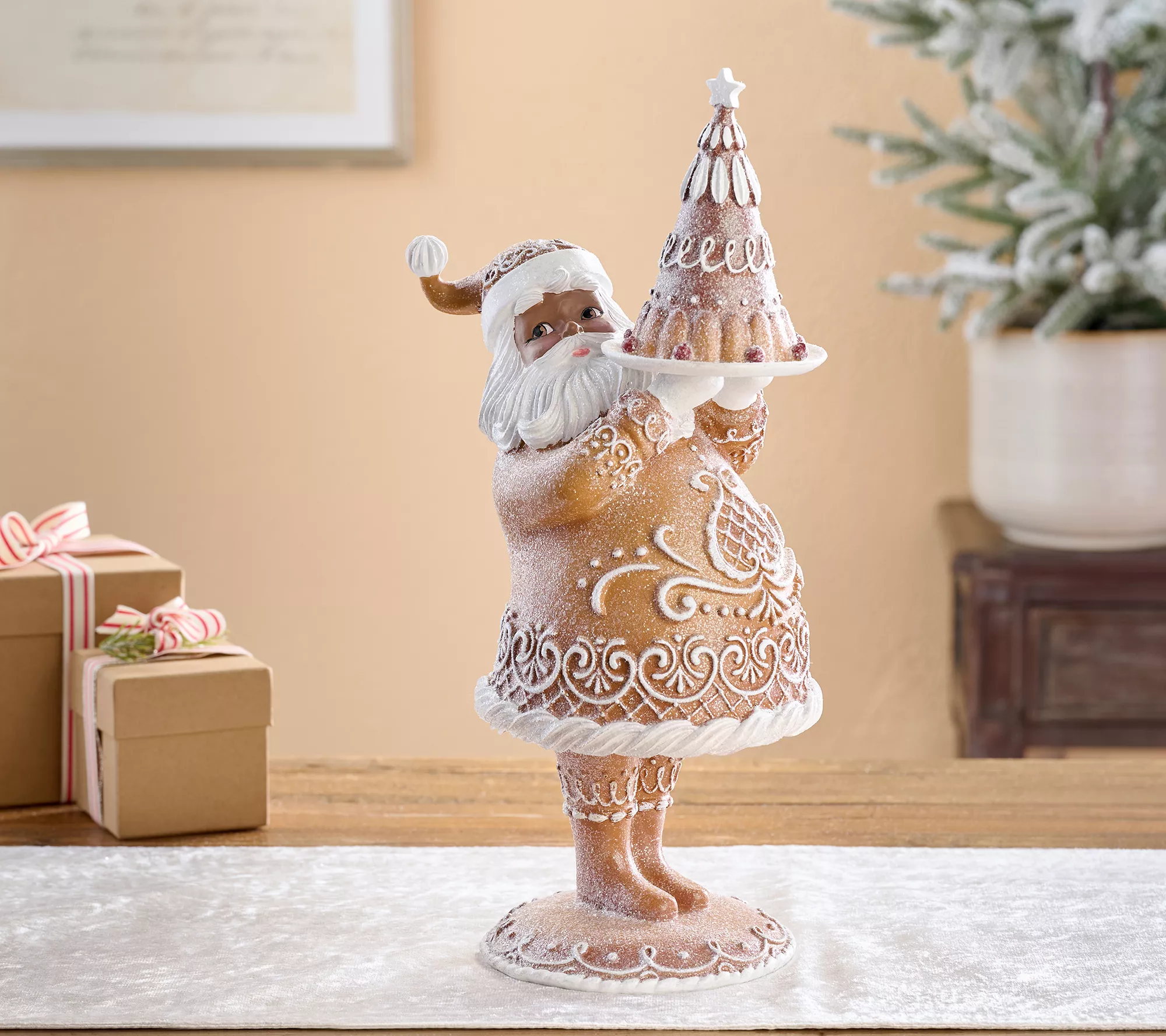 17" Baking Gingerbread Lace Santa Figure by Valerie