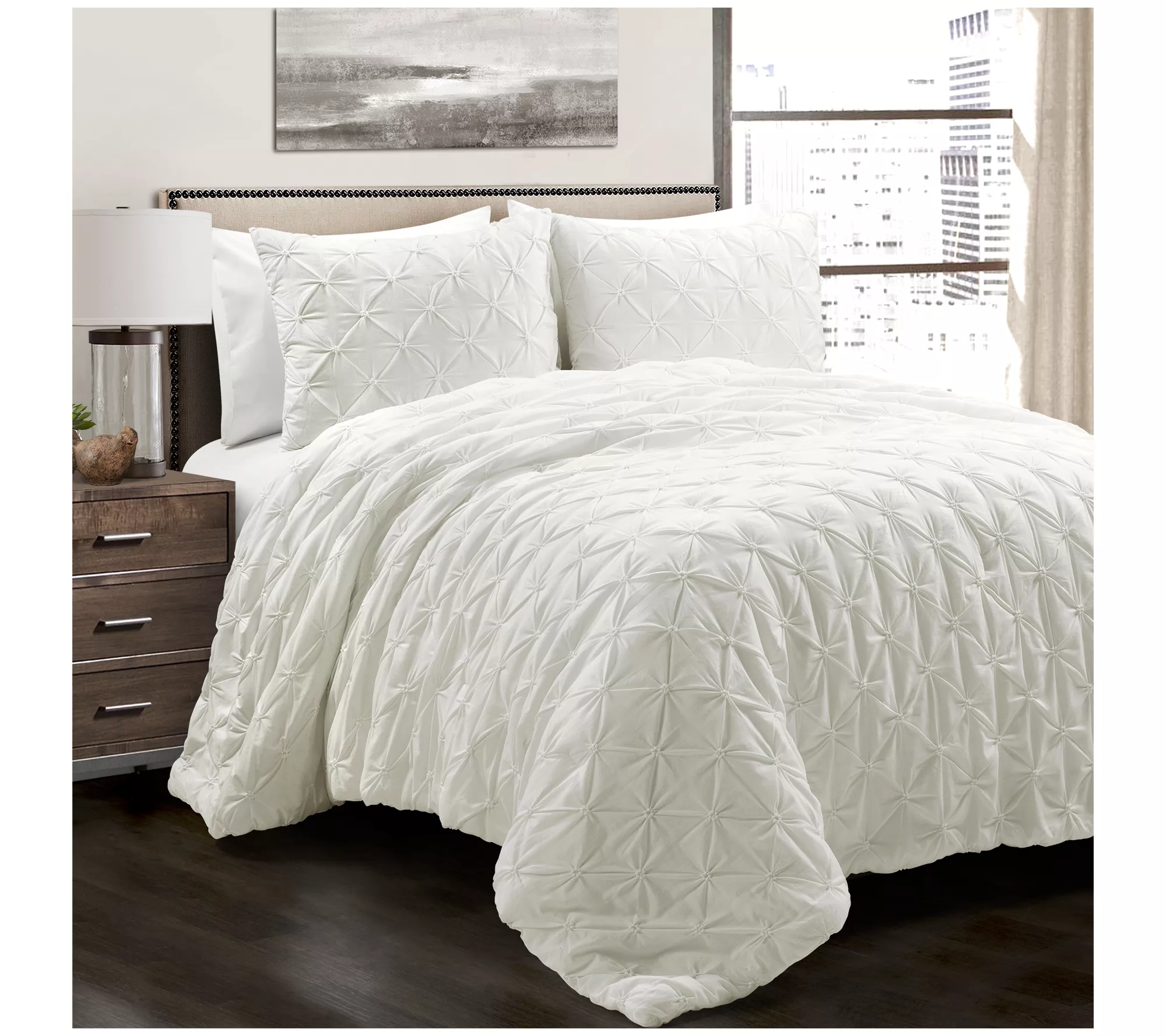 Lush Decor Ravello Pintuck Comforter 3-Piece Set Full/Queen