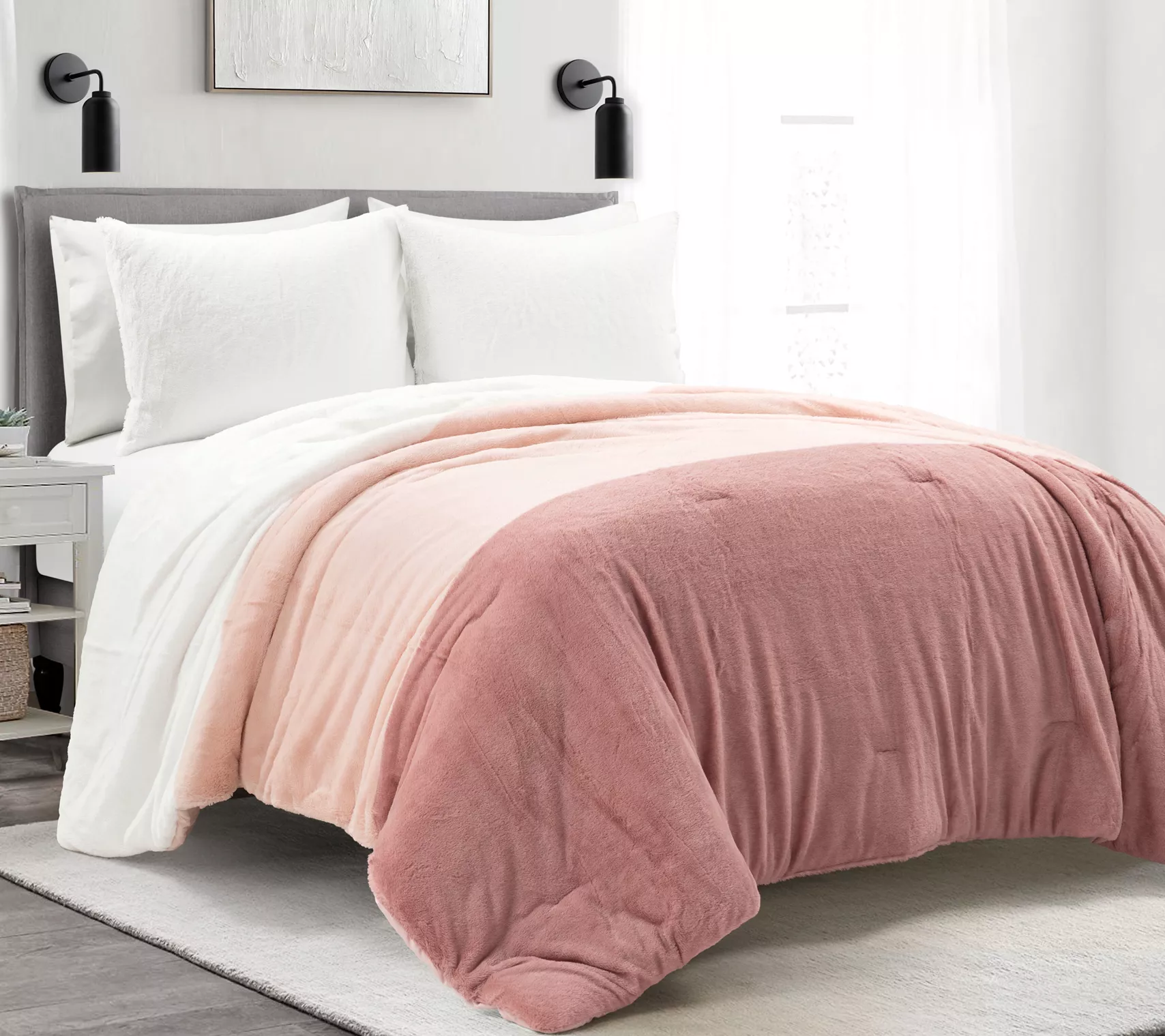 Lush Decor Farmhouse Color Block Ultra Comforter 2Pc Twn