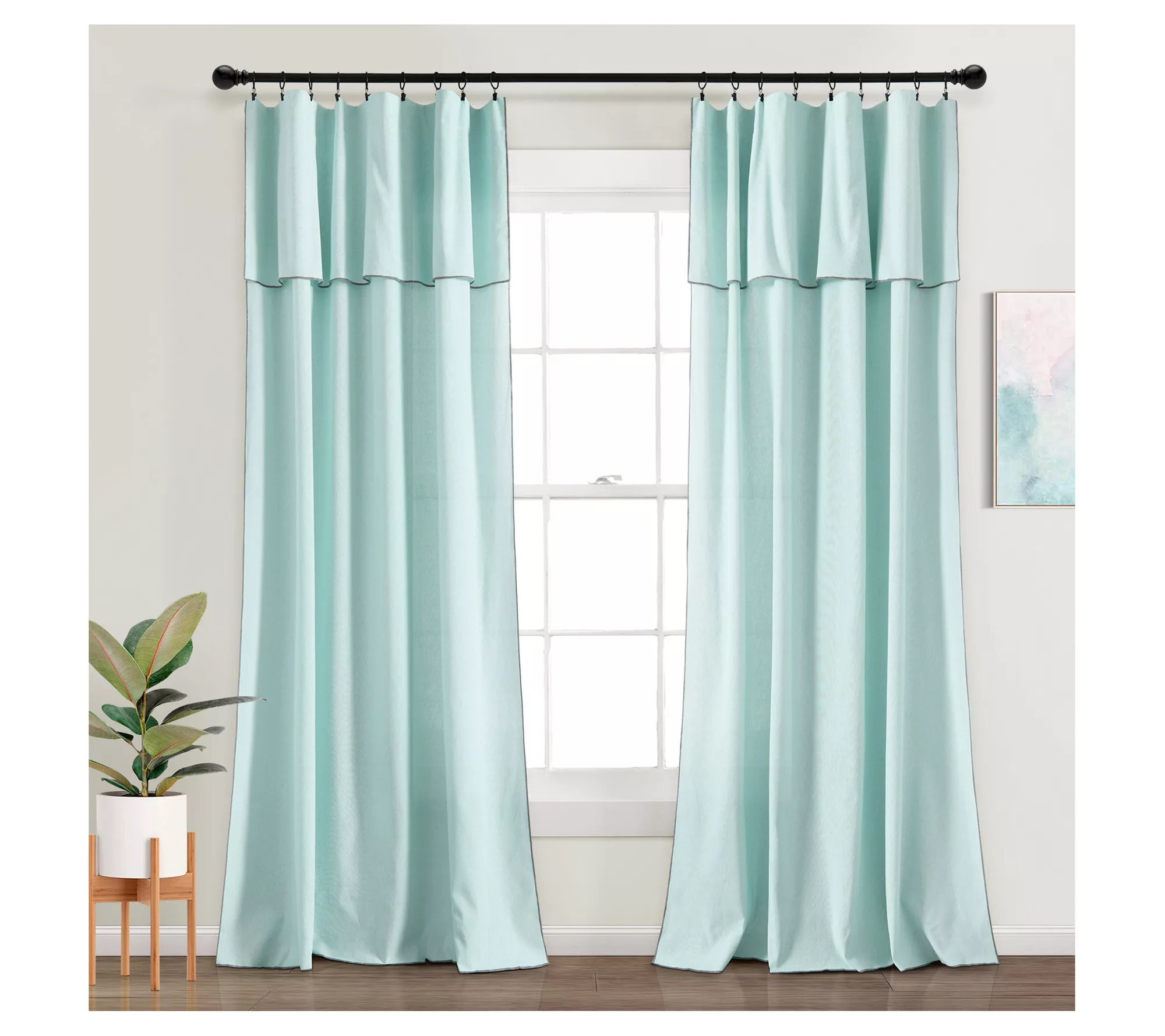 Modern Faux Embroidered Window Curtain 52X84 byLush Decor