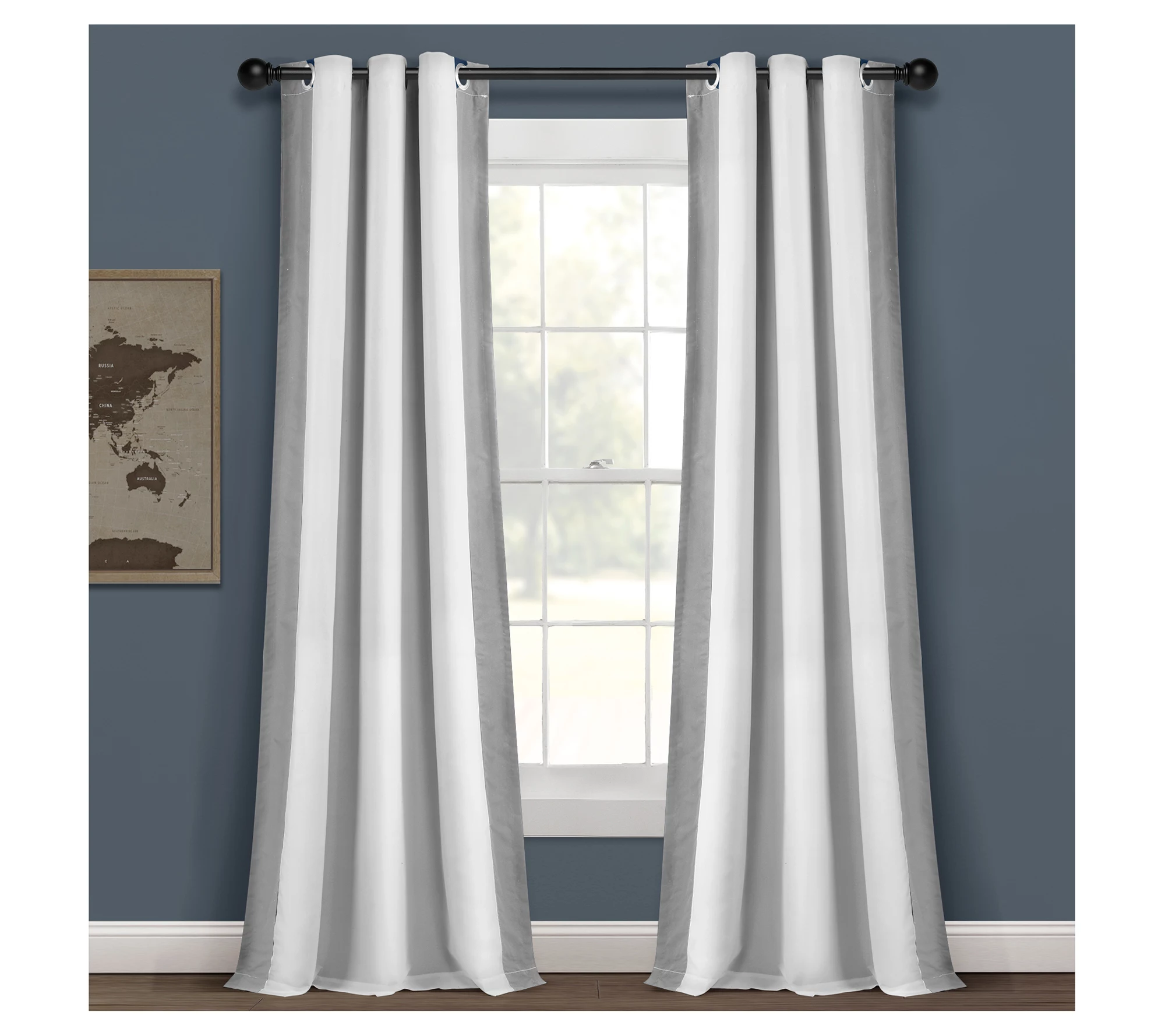 Block Border Window Curtain Panel 40" x 84" byLush Decor