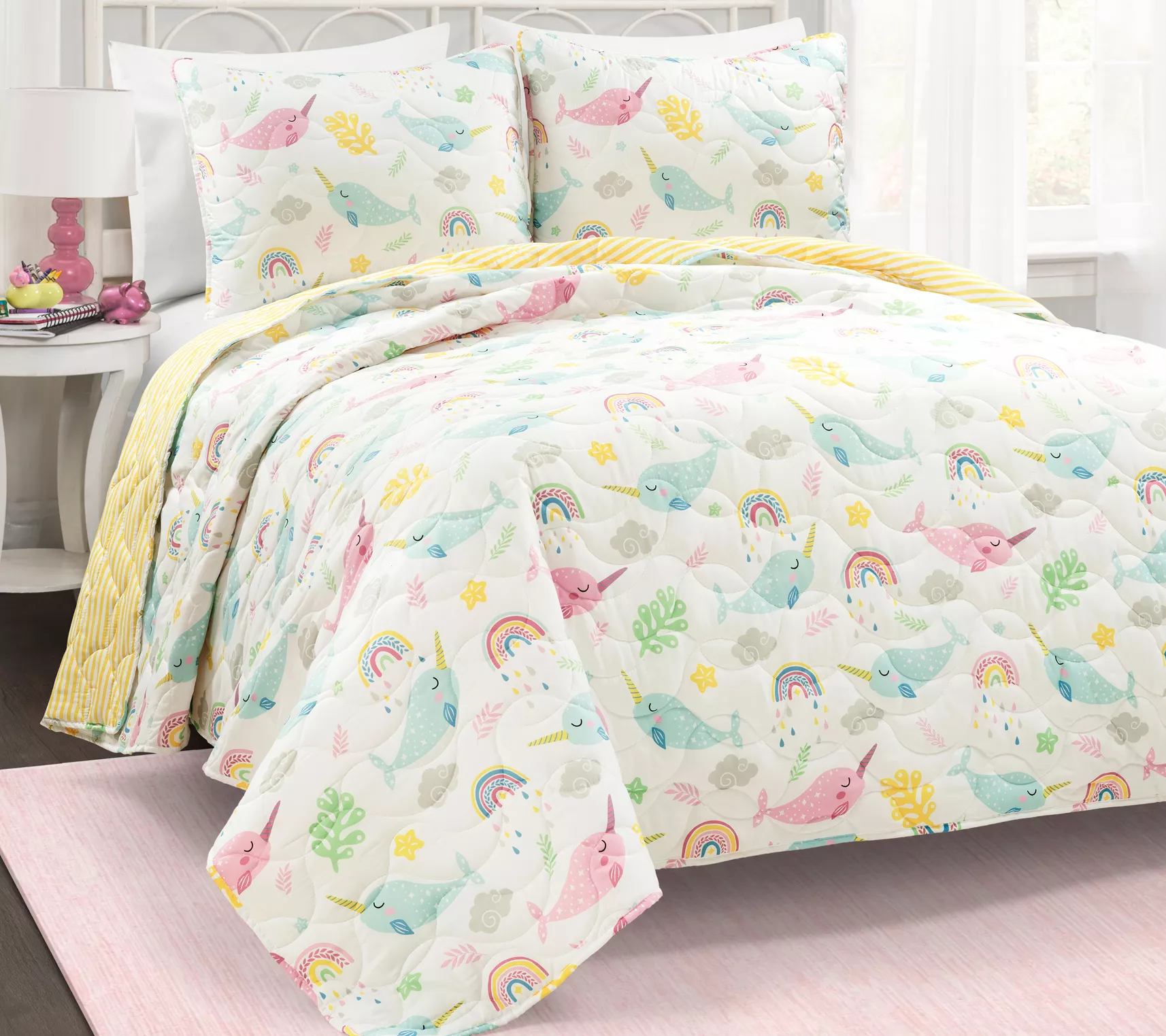 Lush Decor Magical Narwhal 3pc Full/Queen QuiltSet