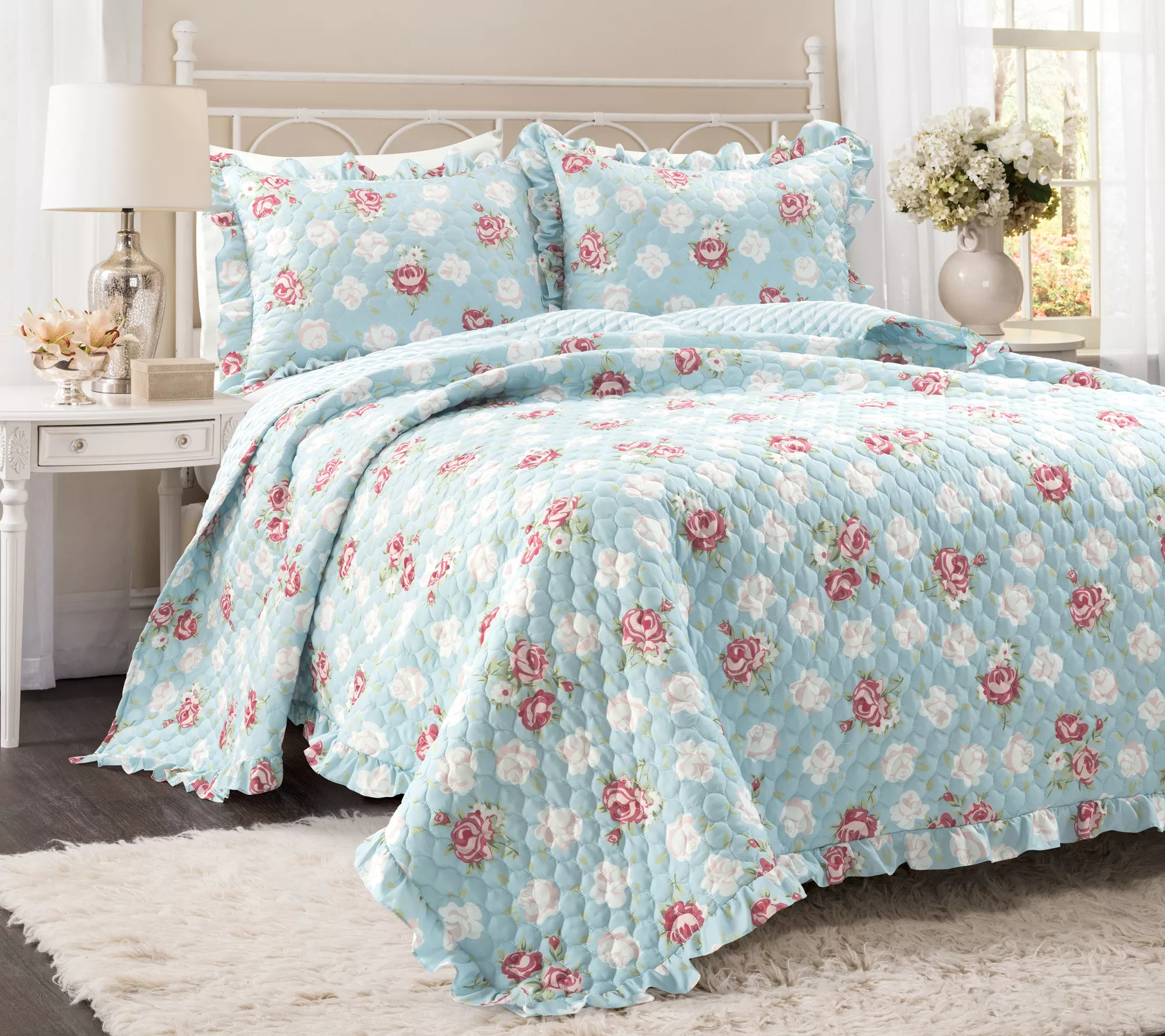 Cottage Core Floral Ruffle Oversized Set K/CalK by Lush Decor