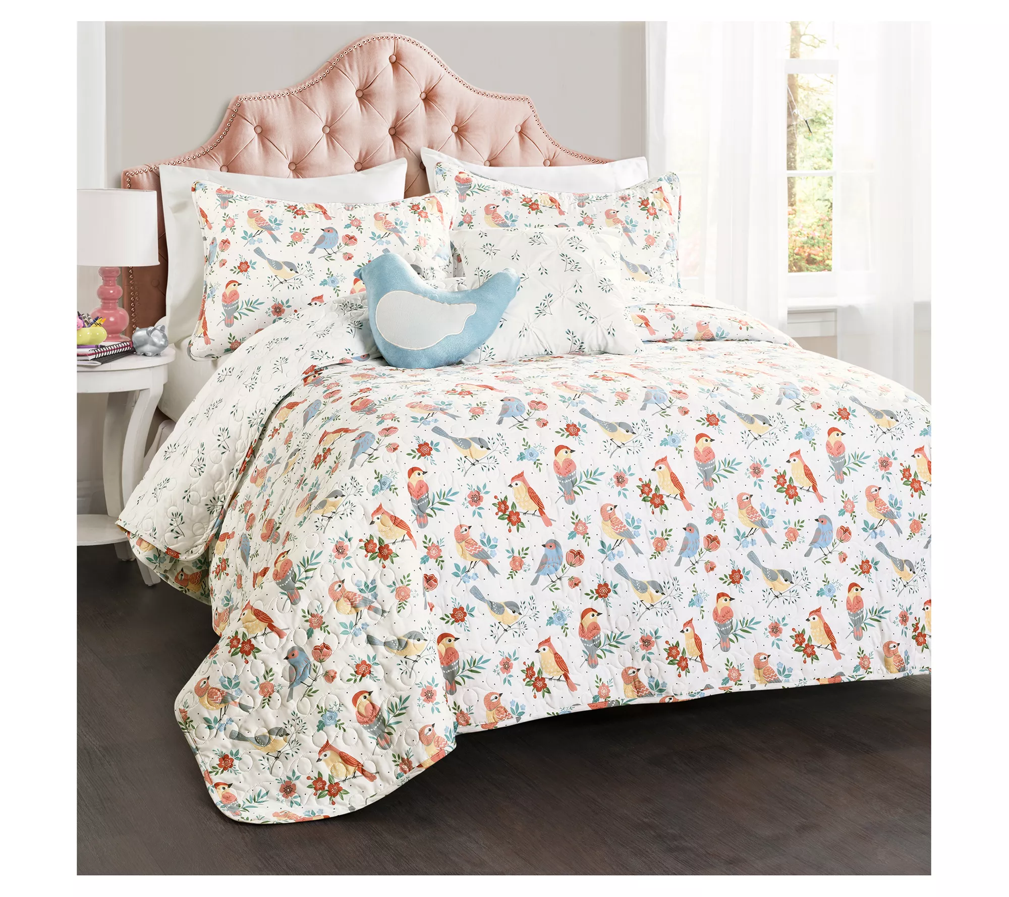 Lush Decor Chirpy Birds Quilt 4Pc Set Twin