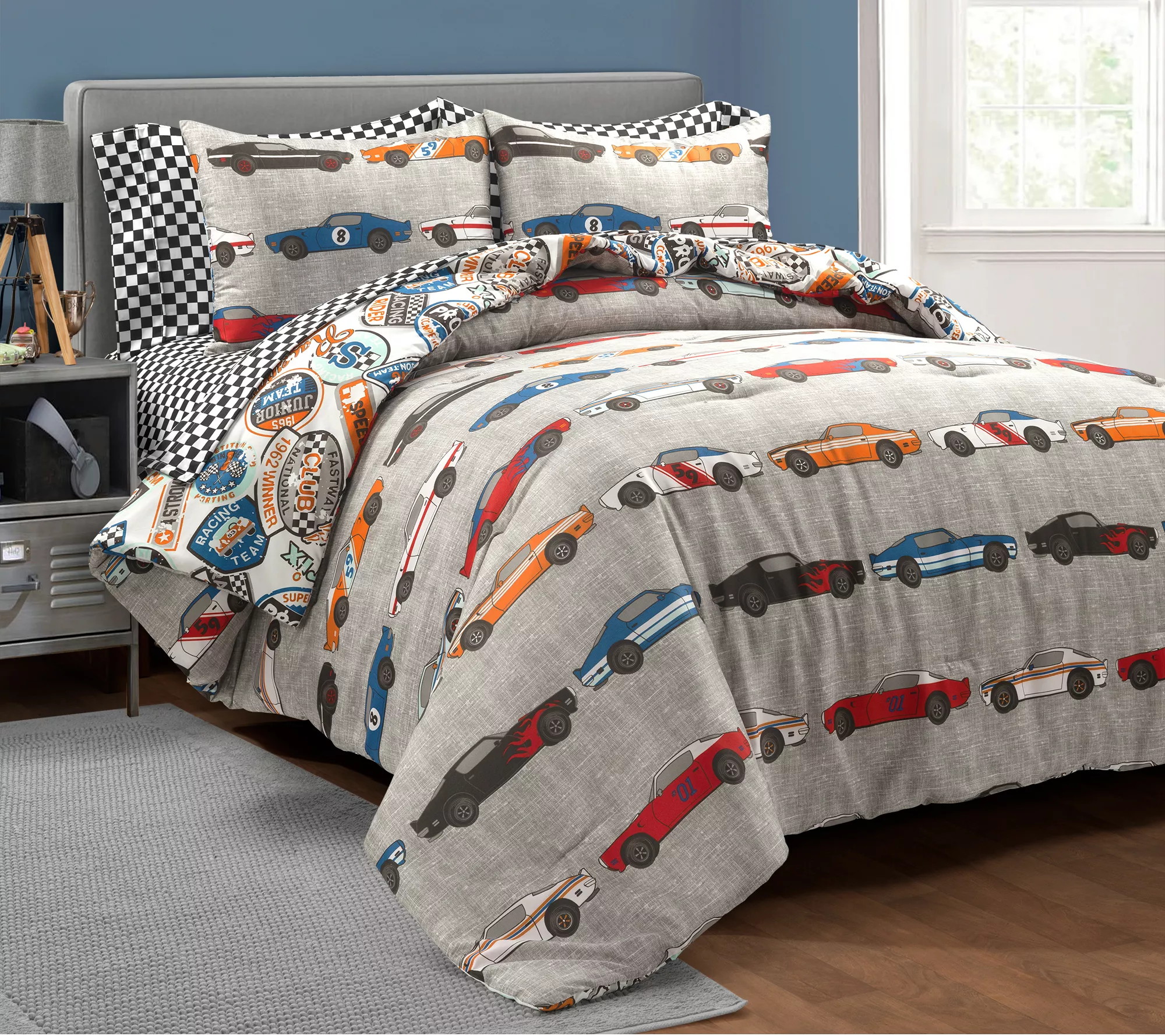 Lush Decor Race Cars Full Reversible ComforterSet