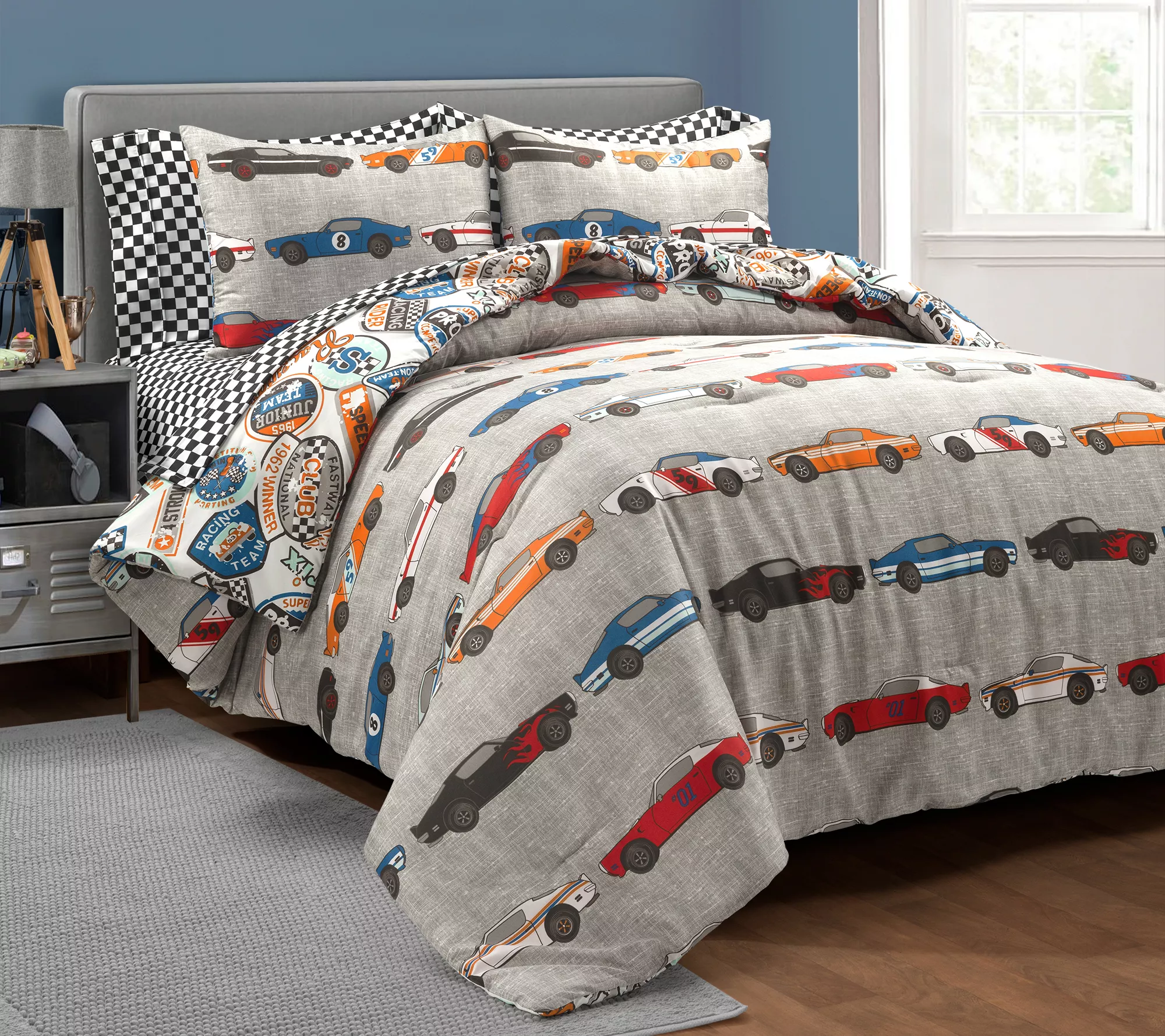 Lush Decor Race Cars Reversible Comforter Set 5-Pc Twin