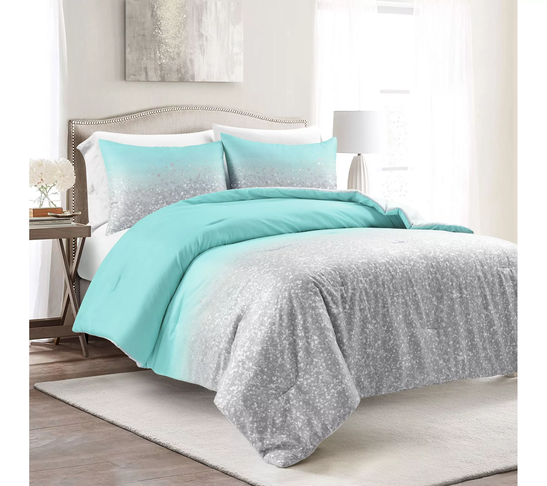 Lush Decor Glitter Ombre Metallic Print Comforter 2PcTwin