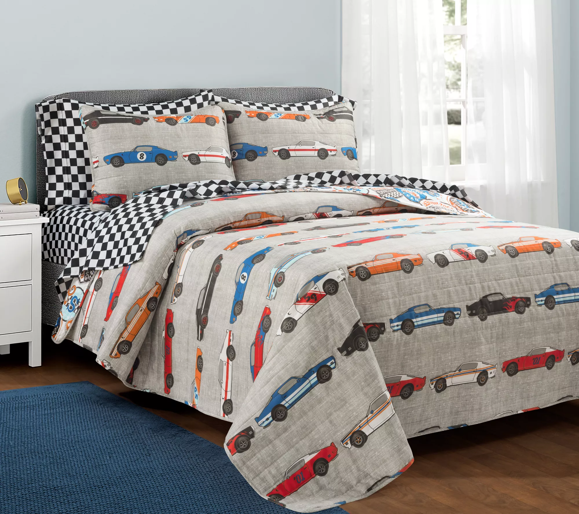 Lush Decor Race Cars Soft Reversible 5pc Twin Qilt Set