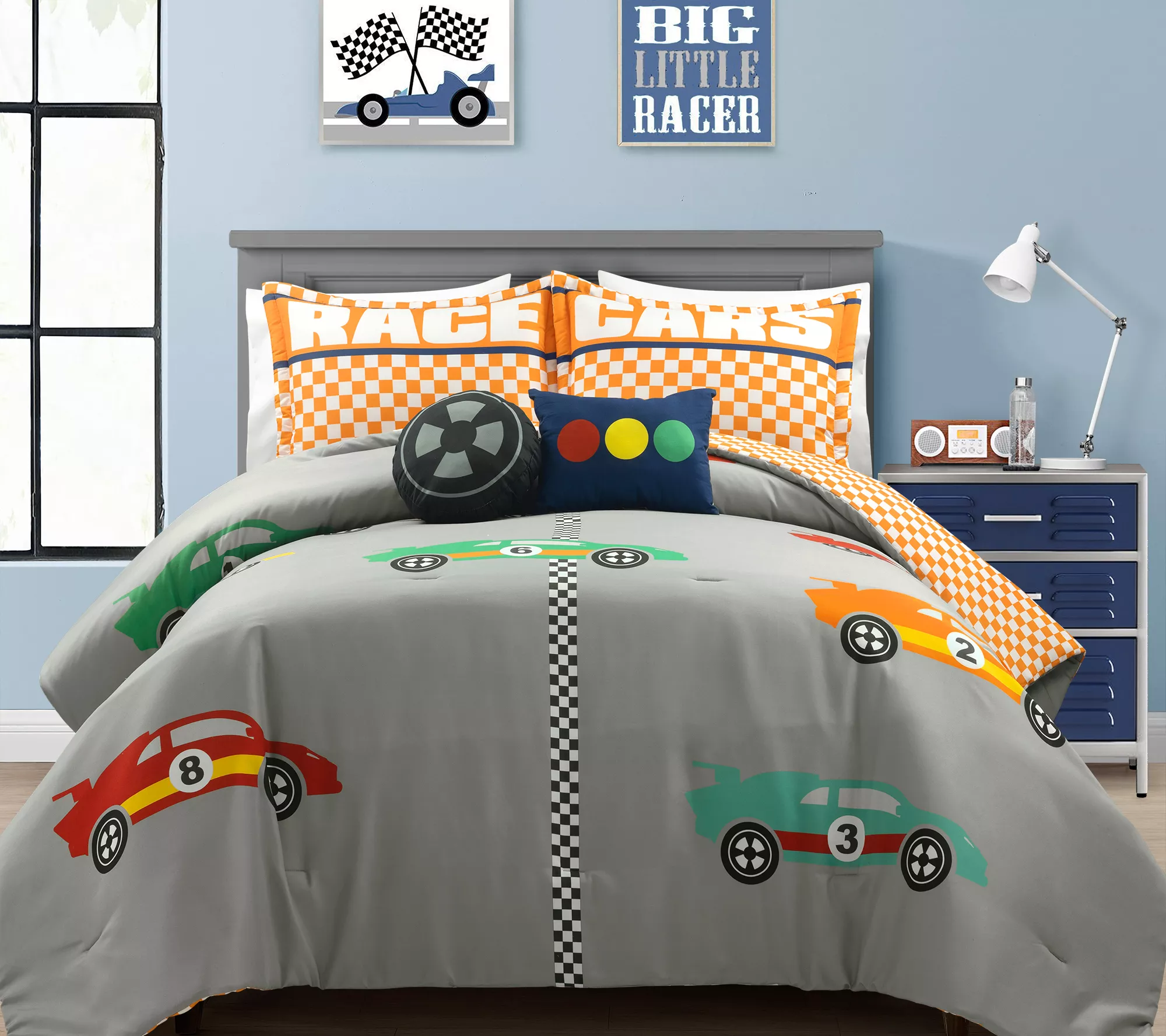 Lush Decor Racing Cars 5Pc FL/QN Reversible Comforter Set