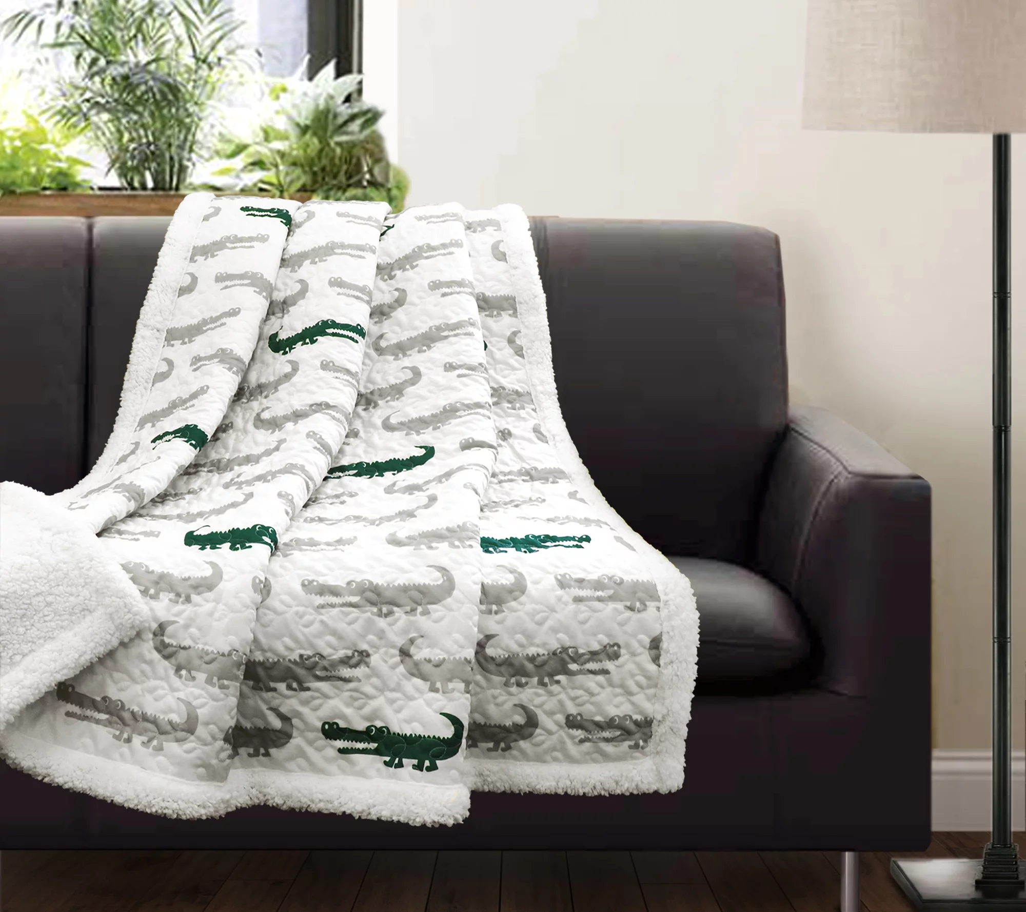 Lush Decor Alligator Throw Sherpa