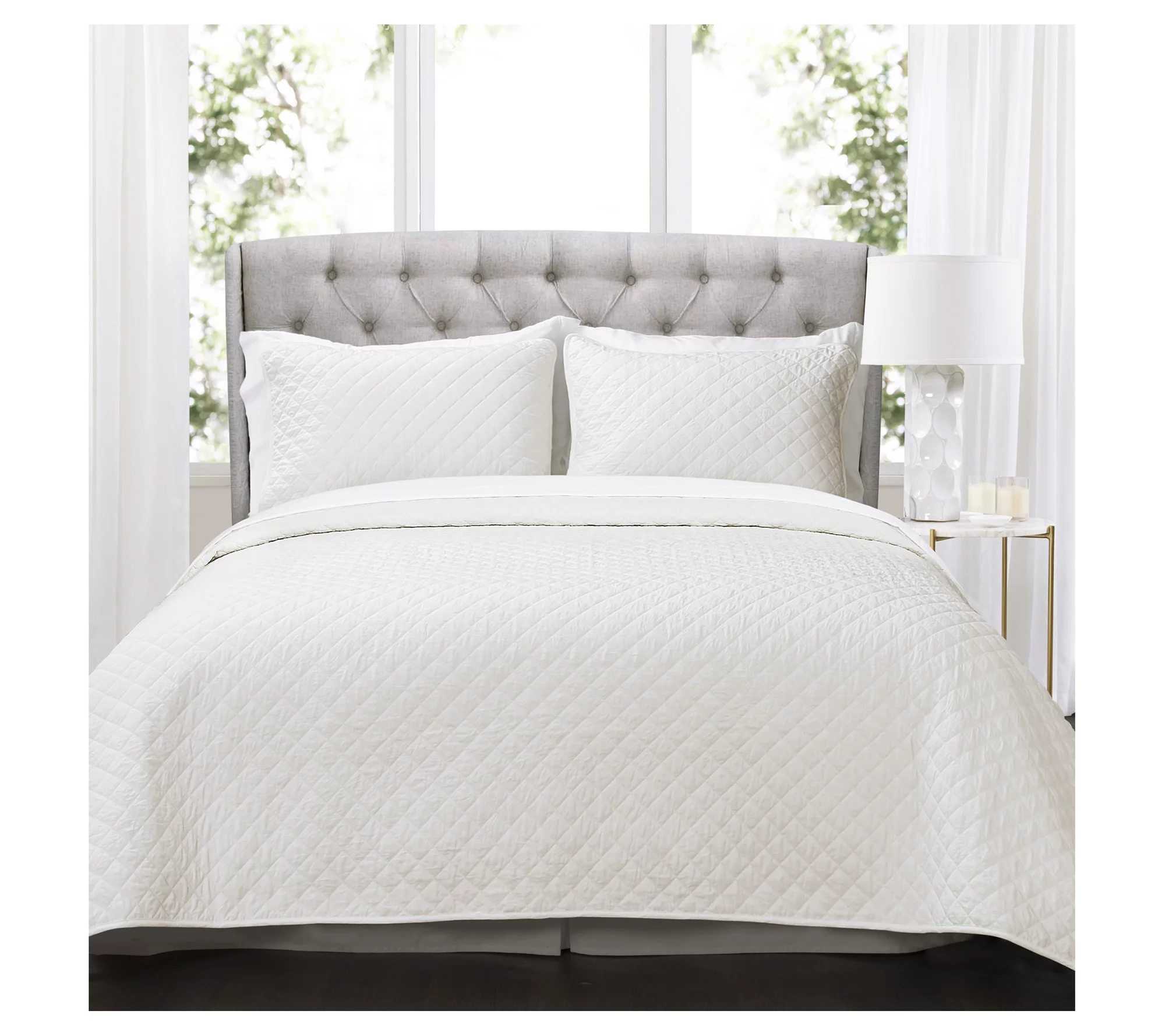 Lush Decor Ava Diamond Quilt Off White 3Pc SetFull/Queen