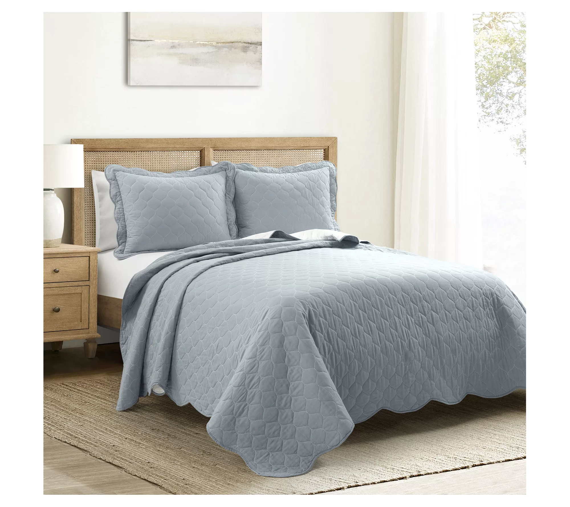 Lush Decor Coastal Scallop Edge Reversible Quilt Set-F/Q