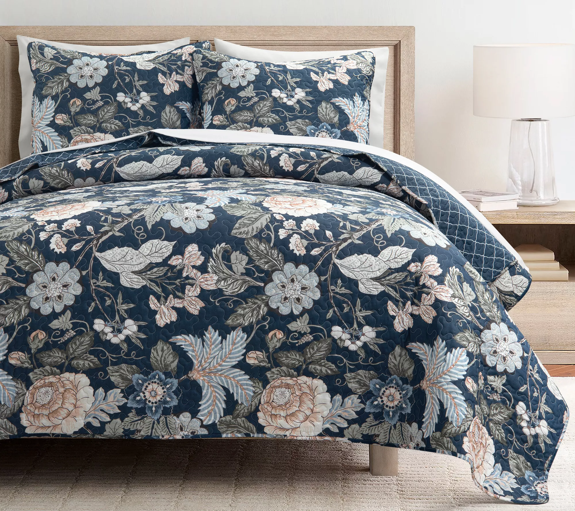 Lush Decor Sydney Reversible Cotton Quilt 3pc Set- K