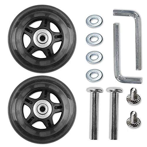 Rhinenet Replacement Luggage Suitcase Wheels OD 80mm Repair Kit Parts Axles Rubber Metal Clear Wheels Roller Bearings Tools Wear