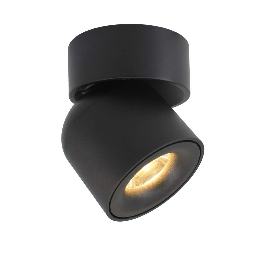 a Aisilan Aisilan LED COB Adjustable Dimmable Ceiling Spotlight Directional Spot Light Black Downlight 7W 3000K Warm White Black Aluminum