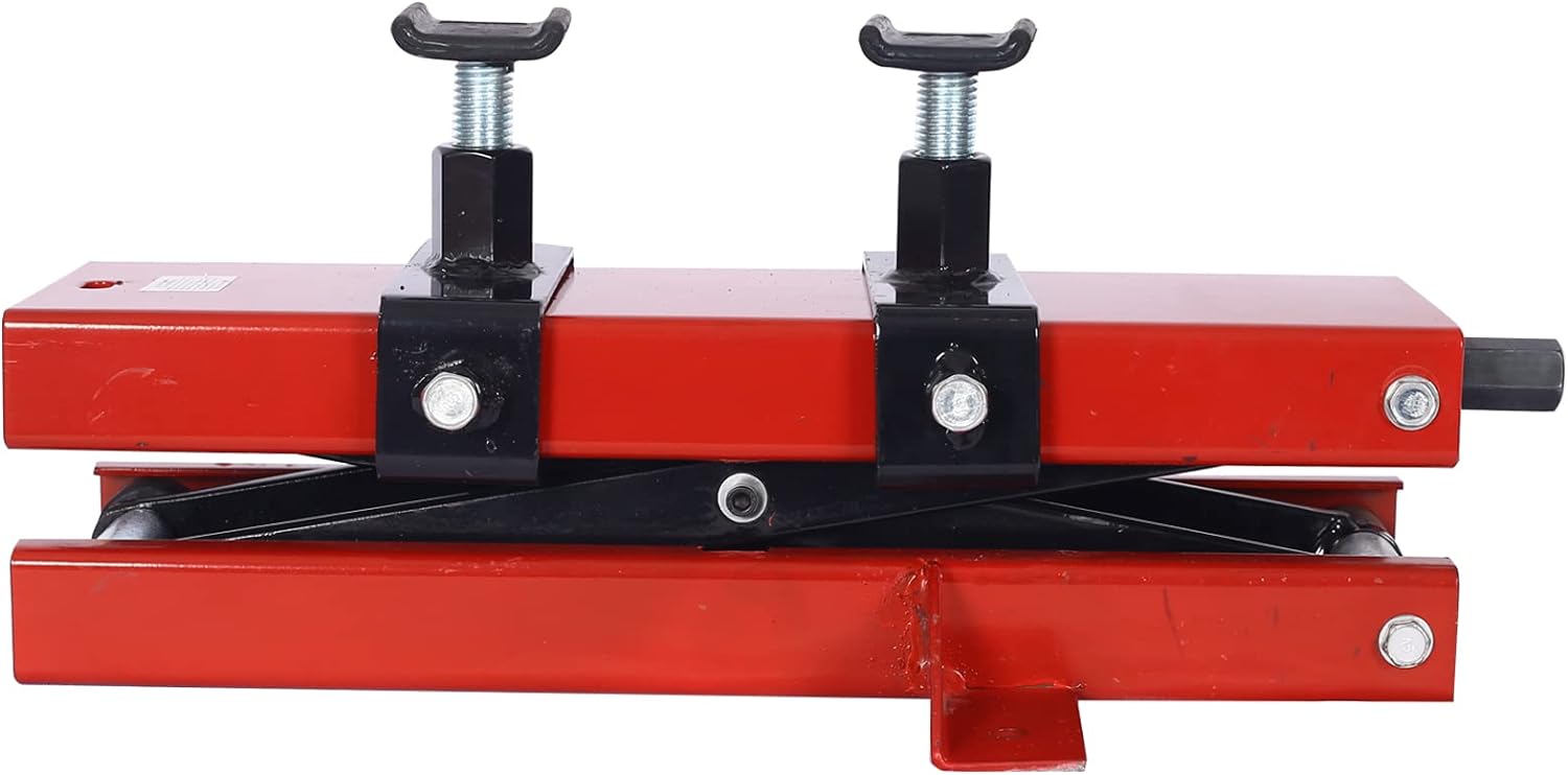 Generic 1100lbs Motorcycle Lift Scissor Jack Center Stand, Steel Motorcycle Scissor Lift Jack Crank Hoist Stand