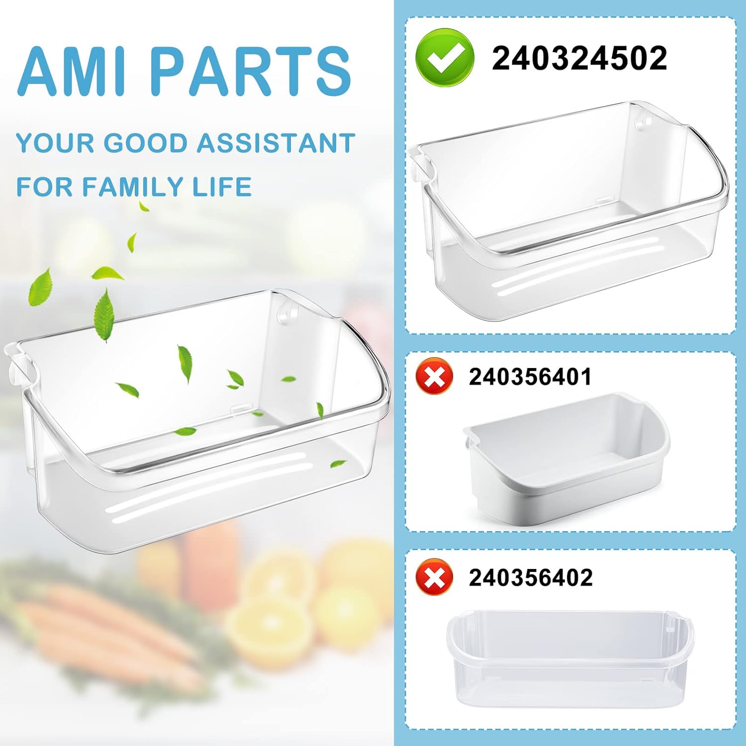 AMI PARTS 240324502 Refrigerator Door Bin Shelf Compatible with cro-sley,frigi-daire,ken-more Replace 844402,AP2549806,PS429767,EAP429767