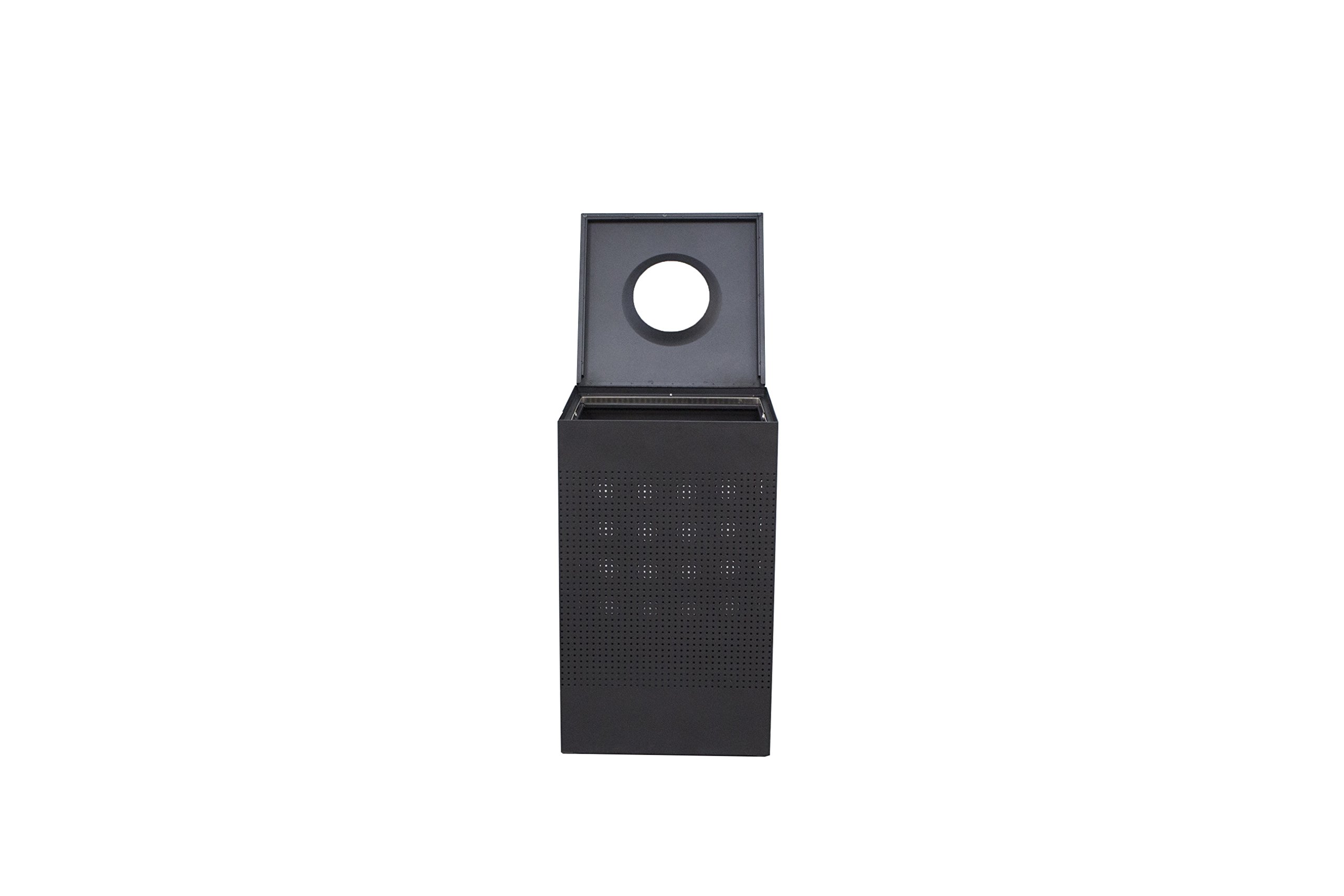 Witt Industries Square receptacle with hinged lid - Black