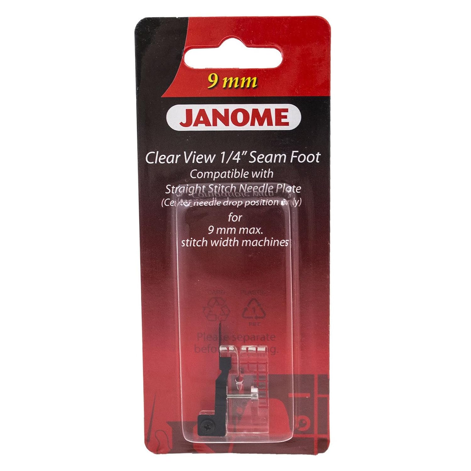 Janome Clear View 1/4" Seam Foot for 9mm Machines