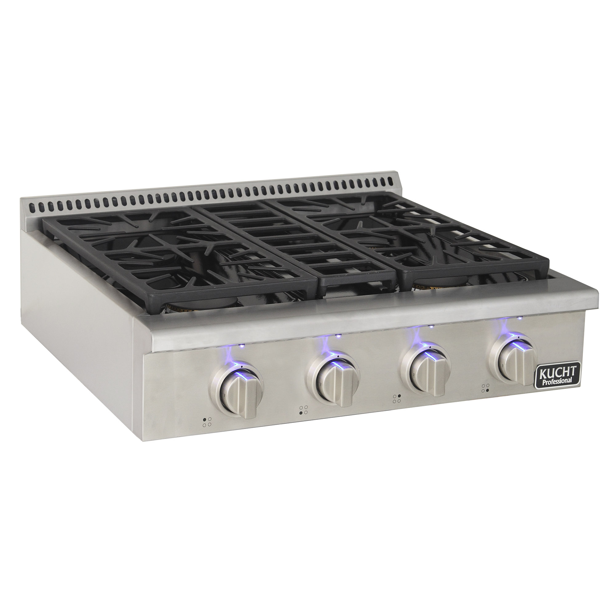 Kucht 30 in. Liquid Propane ready Range-Top with Sealed Burners in Stainless Steel with Classic Silver Knobs