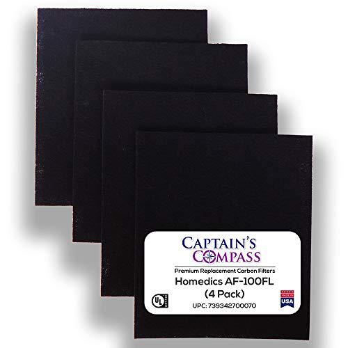 captain\'s compass captain's compass replacement carbon filter 4-pack for homedics af-100 air purifier, af-100fl, made in usa, 4 pack