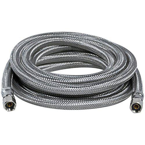 certified appliance accessories ice maker water line, 10 feet, pvc core with premium braided stainless steel